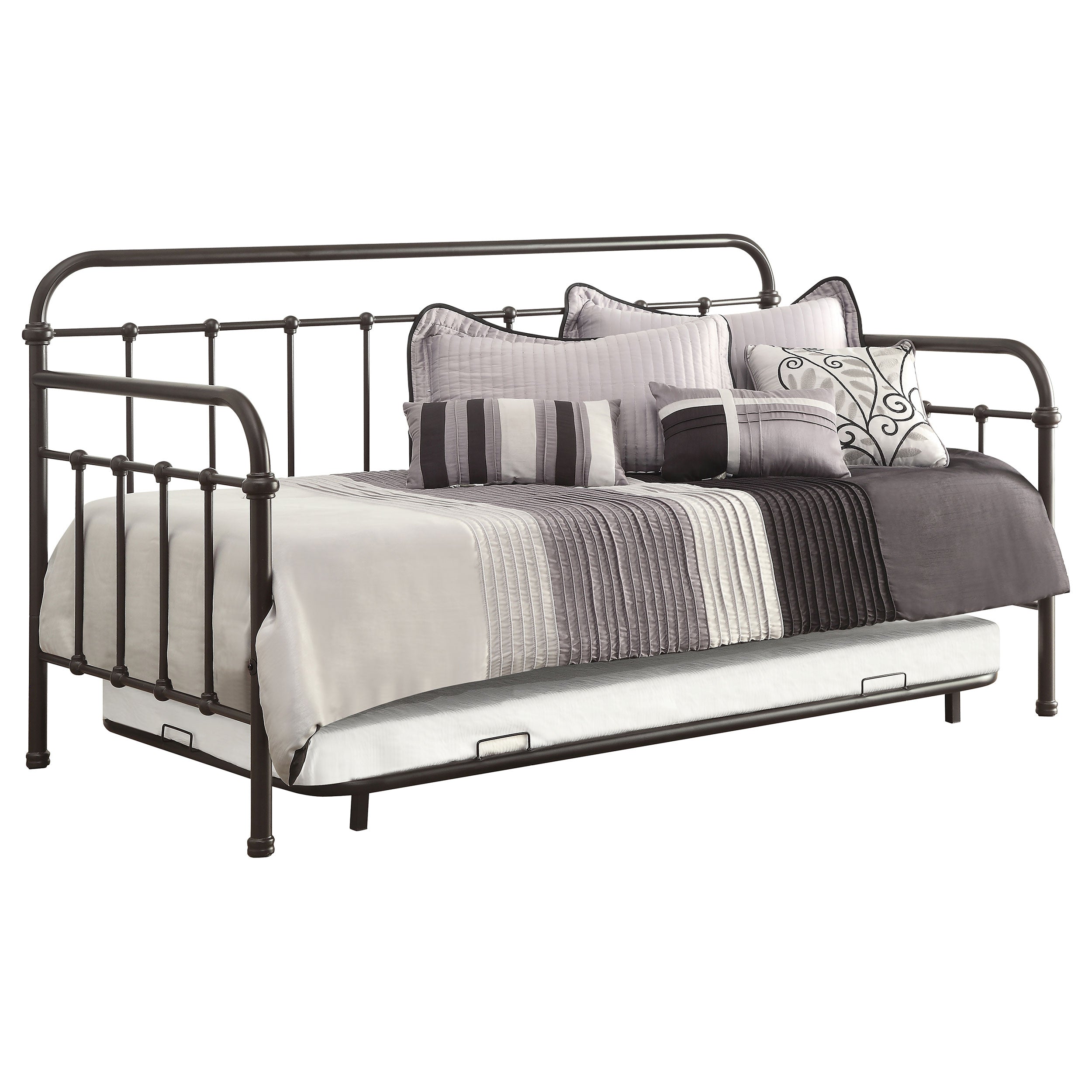 Livingston Metal Twin Daybed with Trundle Dark Bronze-CoasterEssence