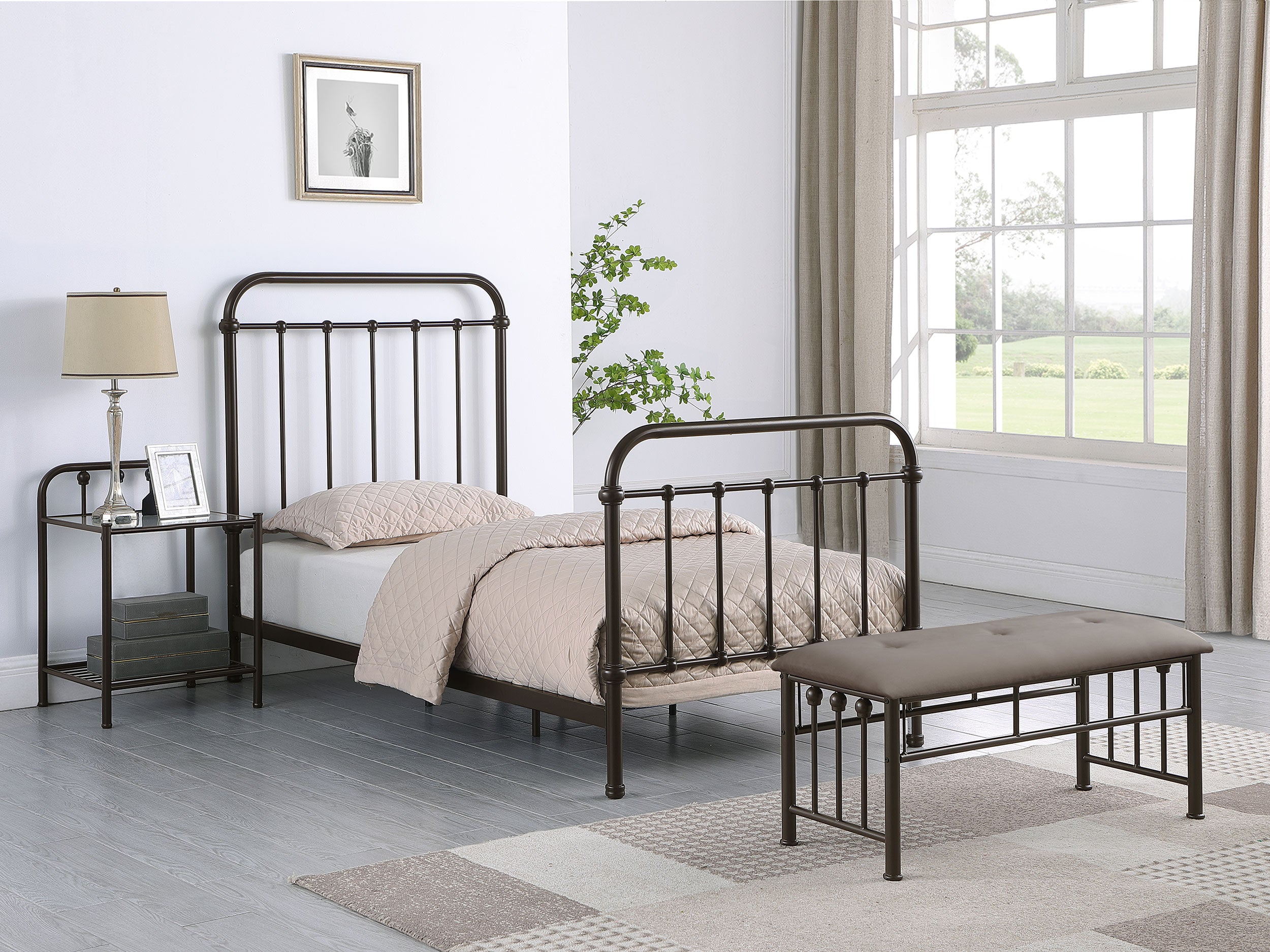Livingston Metal Full Open Frame Bed Dark Bronze-CoasterEssence