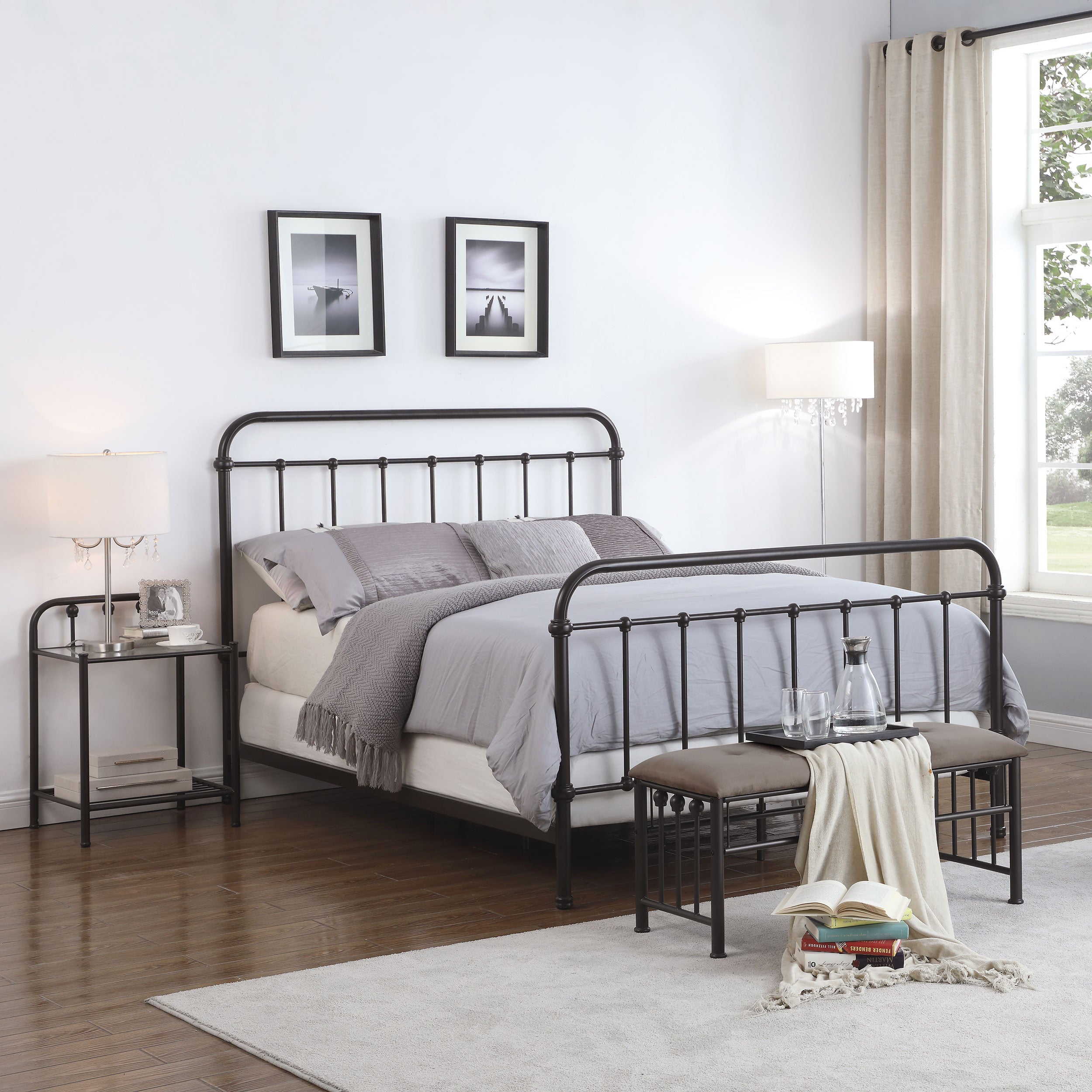 Livingston Metal Eastern King Open Frame Bed Dark Bronze-CoasterEssence