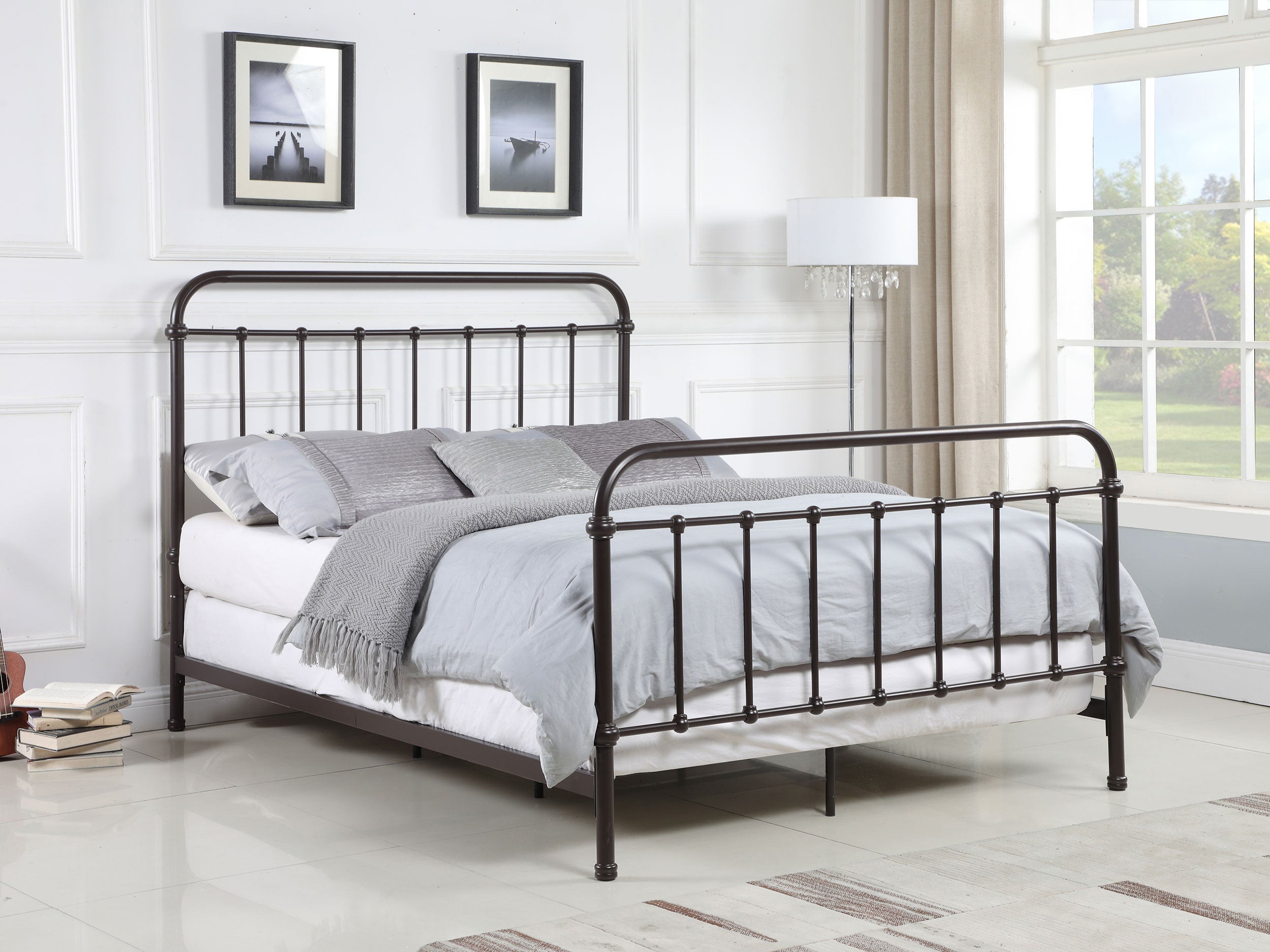 Livingston Metal Queen Open Frame Bed Dark Bronze-CoasterEssence