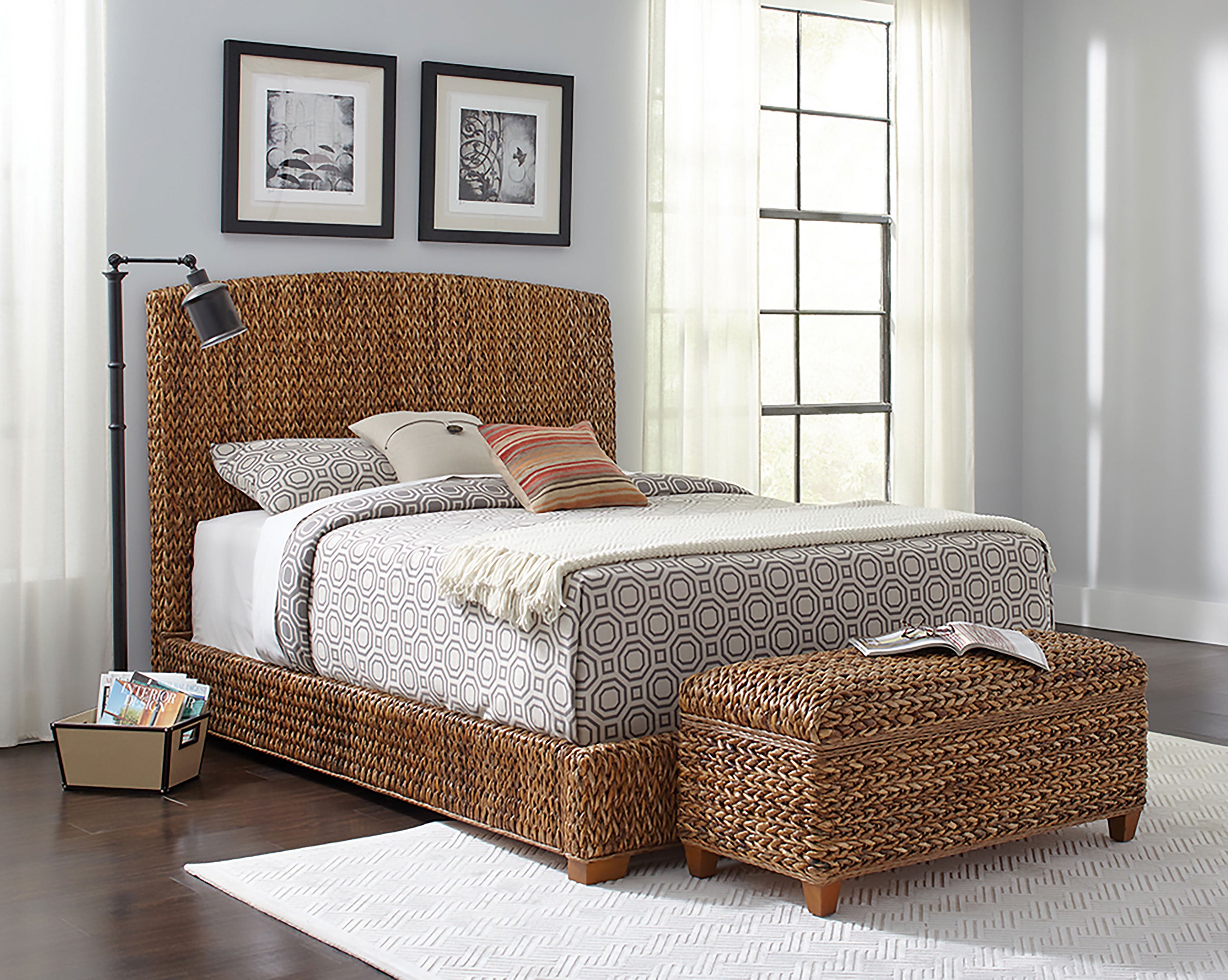 Laughton Woven Banana Leaf Queen Panel Headboard Amber-CoasterEssence