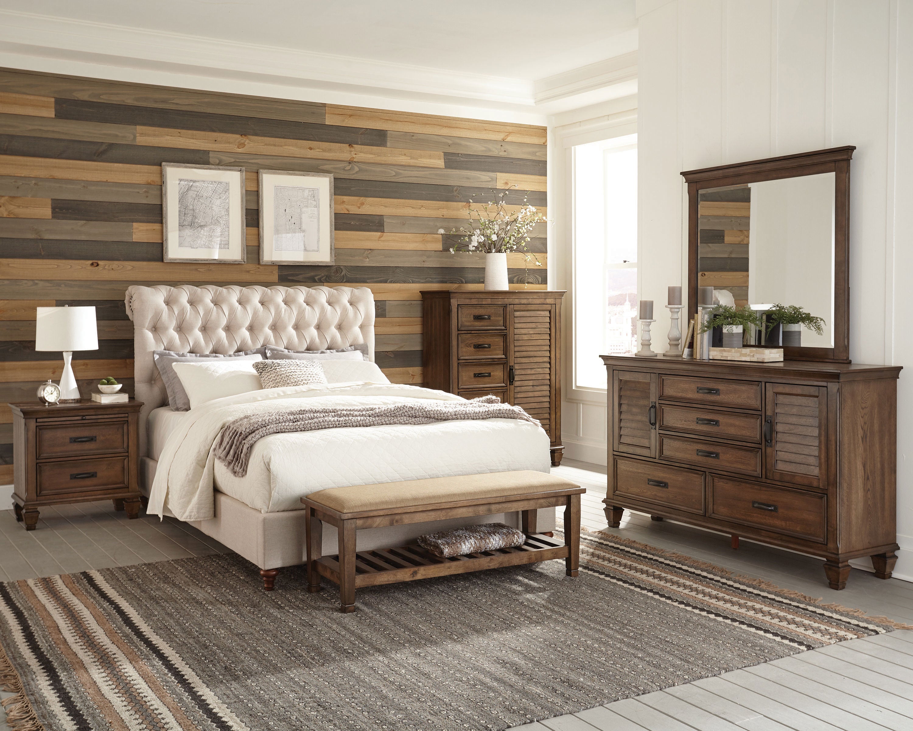 Devon 57-inch Upholstered Full Panel Bed Beige-CoasterEssence