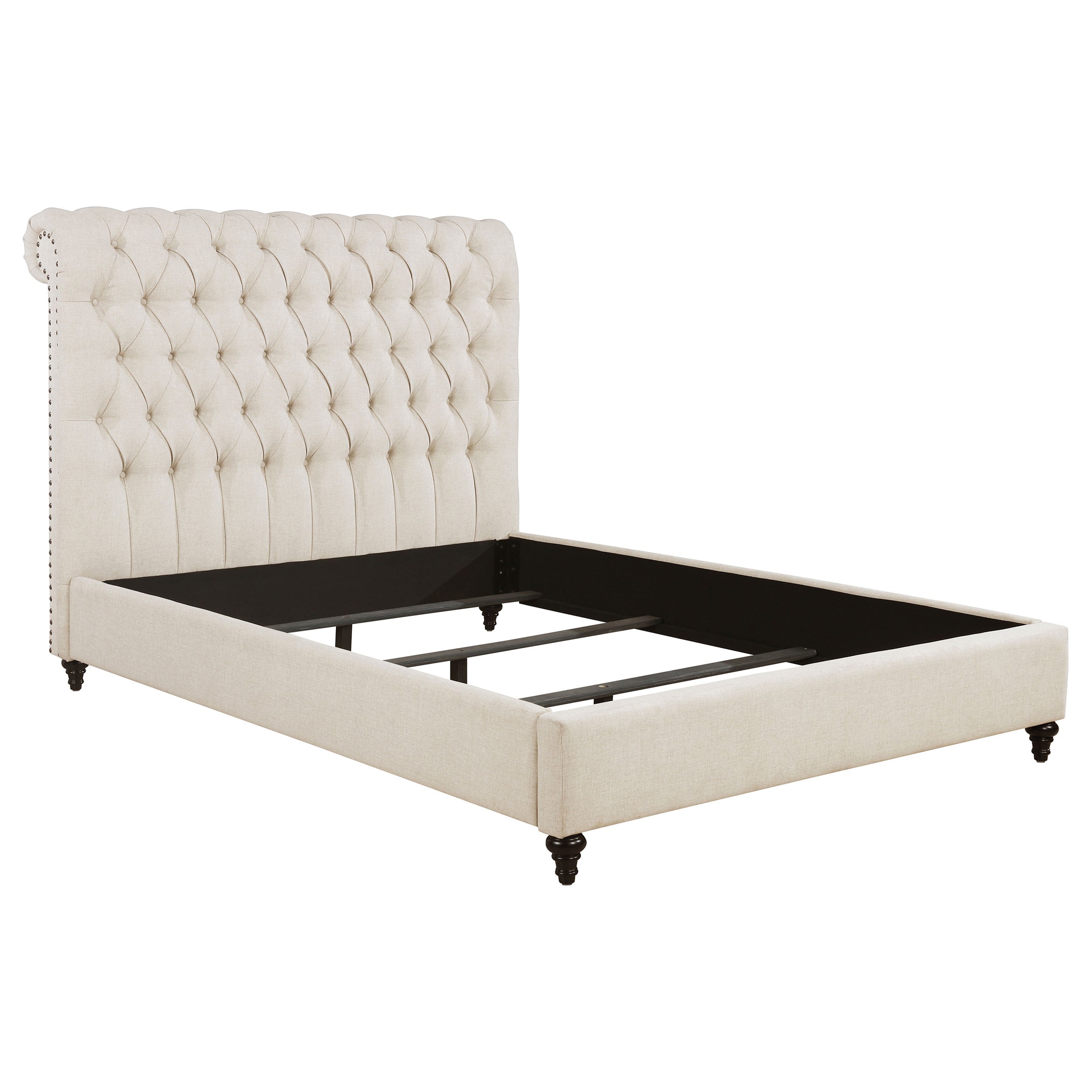 Devon 57-inch Upholstered Queen Panel Bed Beige-CoasterEssence