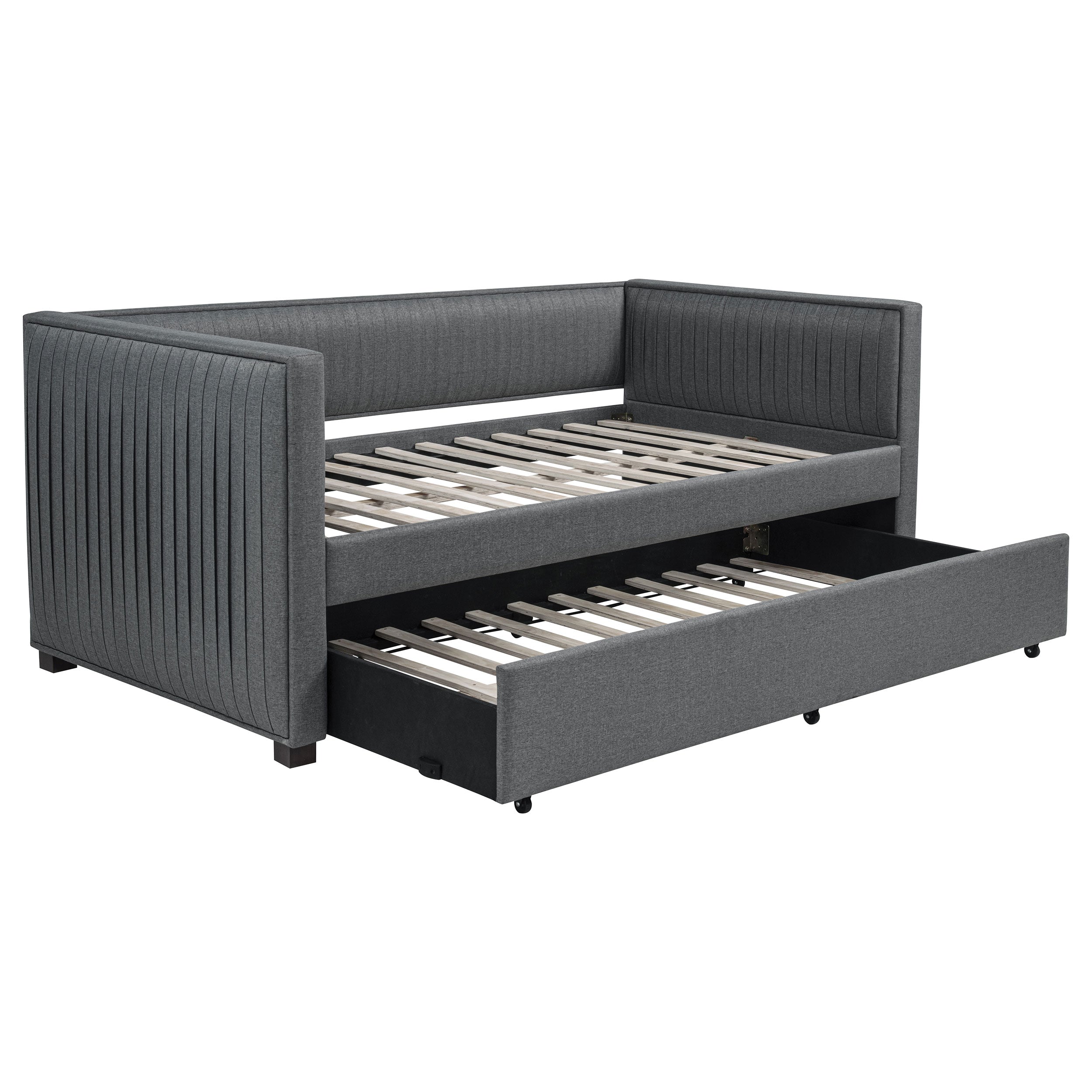 Brodie Upholstered Twin Daybed with Trundle Grey-CoasterEssence