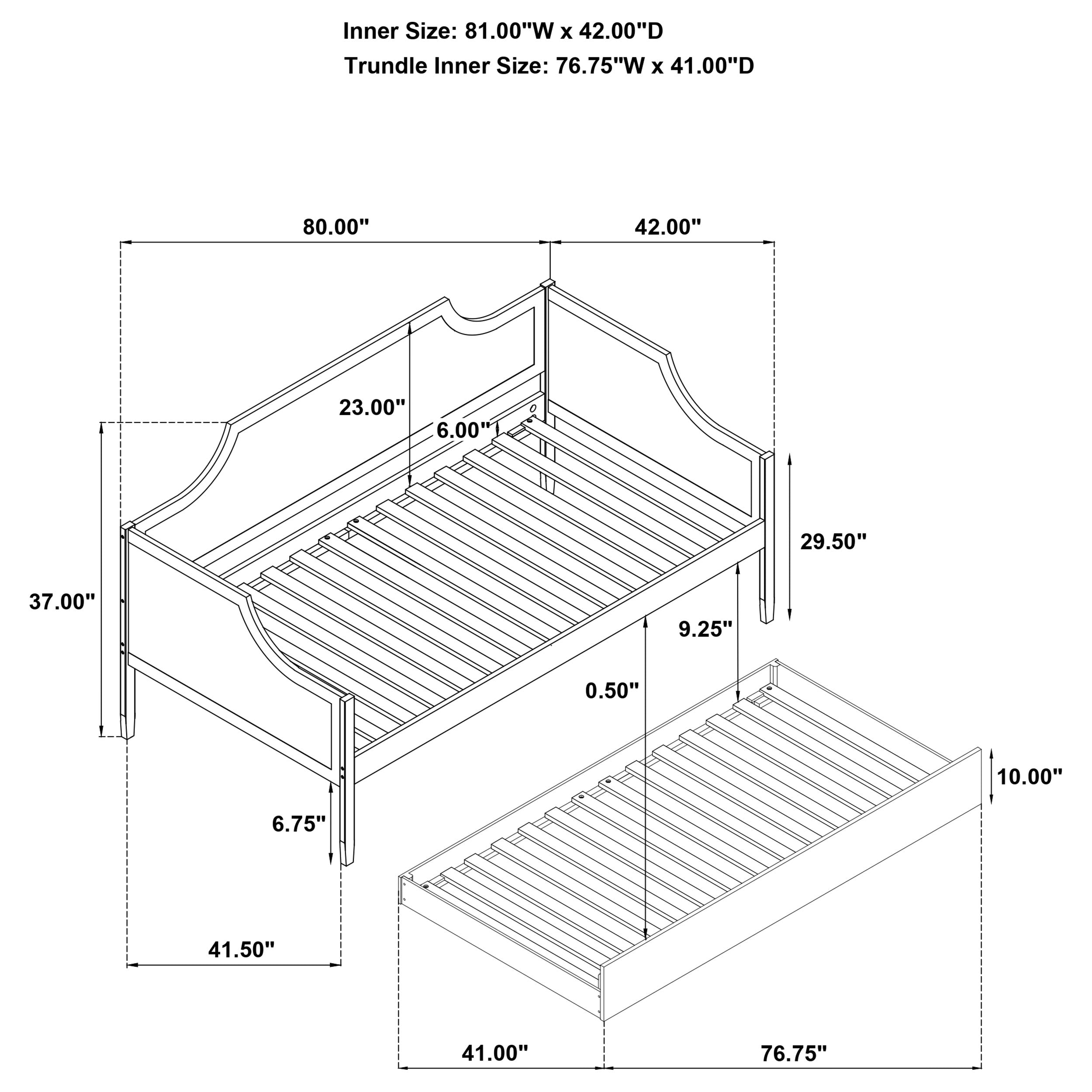 Redding Wood Twin Daybed With Trundle Cherry-