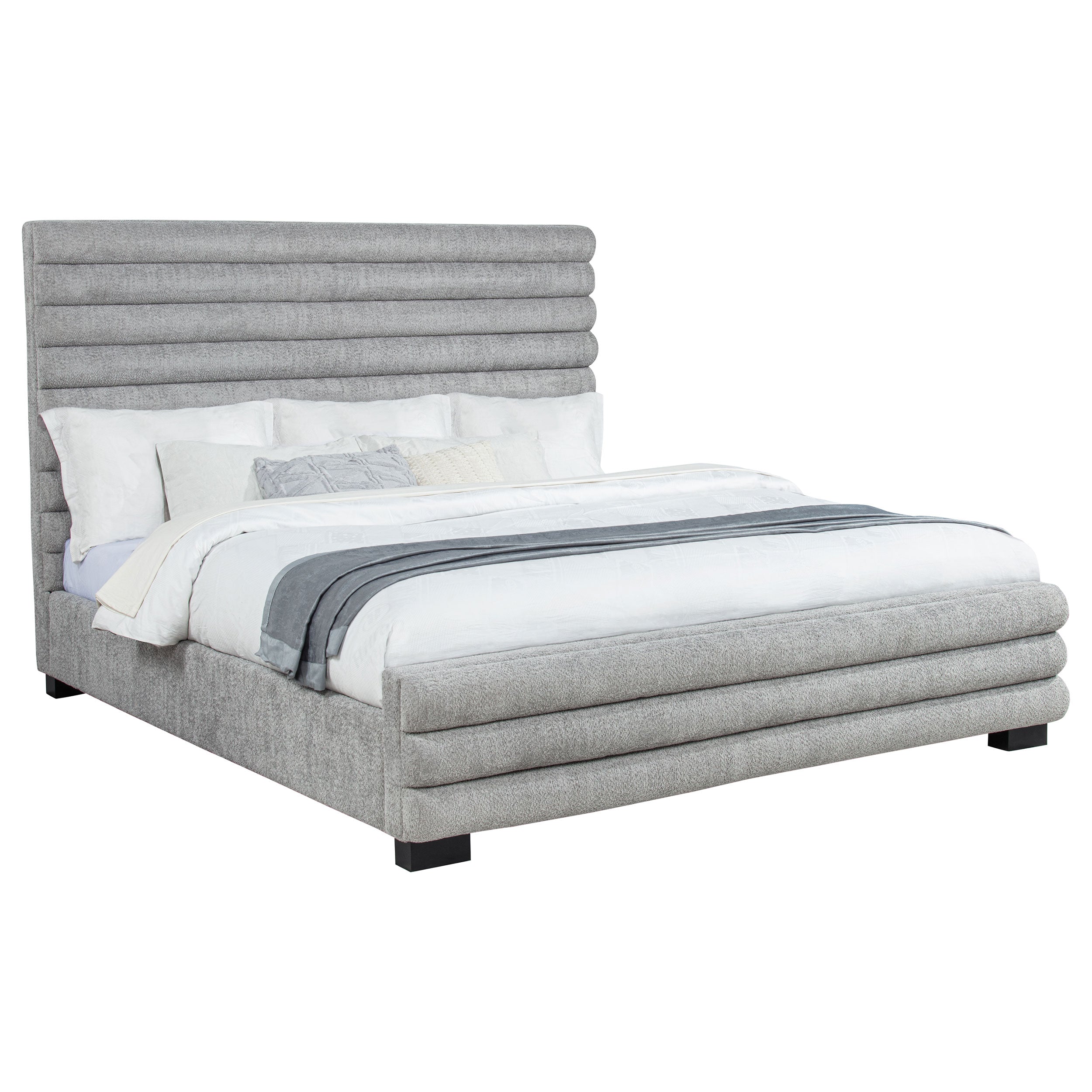 Patricia 58-inch Boucle Upholstered Eastern King Bed Grey-