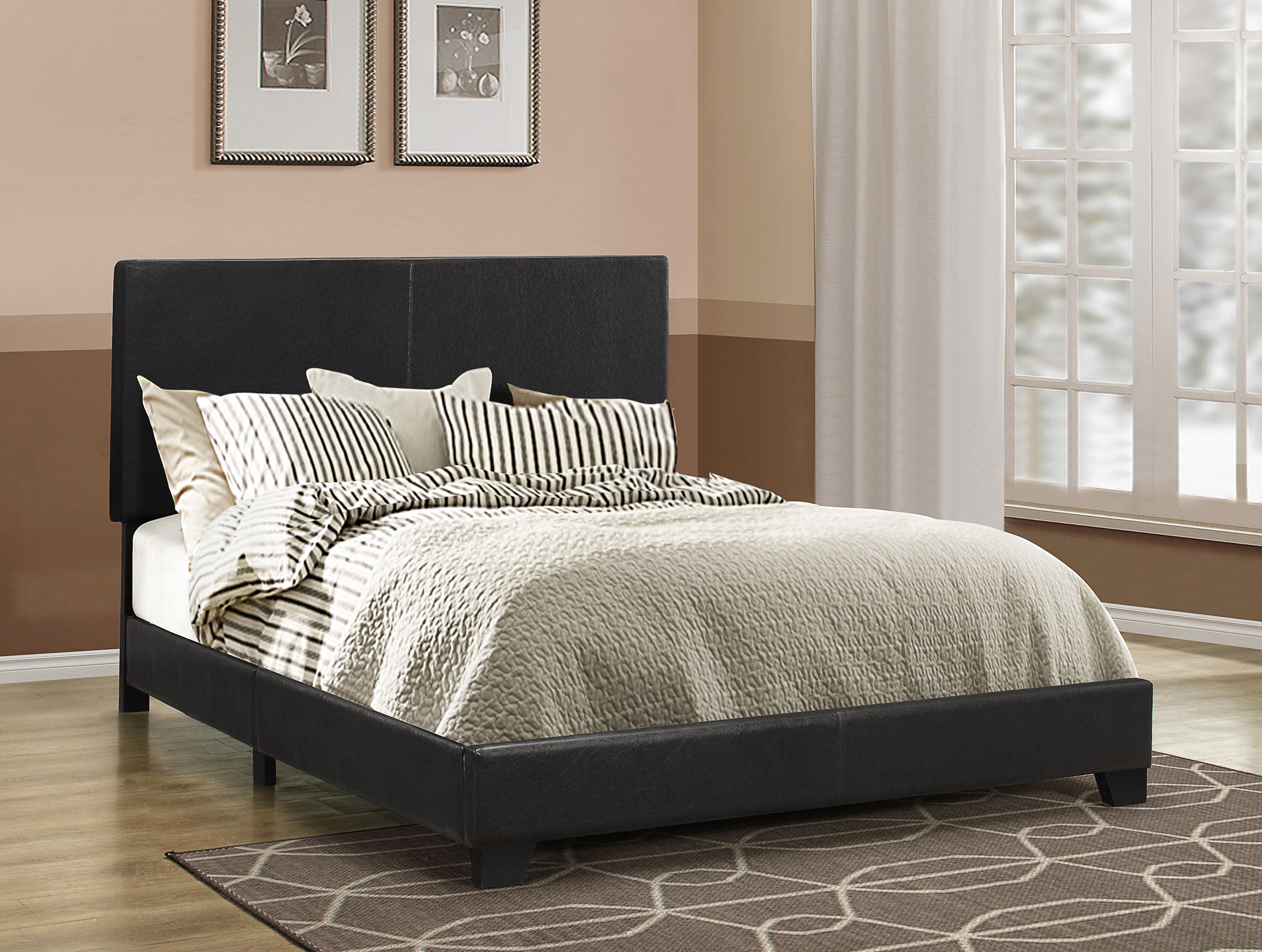 Dorian Faux Leather Upholstered Eastern King Panel Bed Black-CoasterEveryday