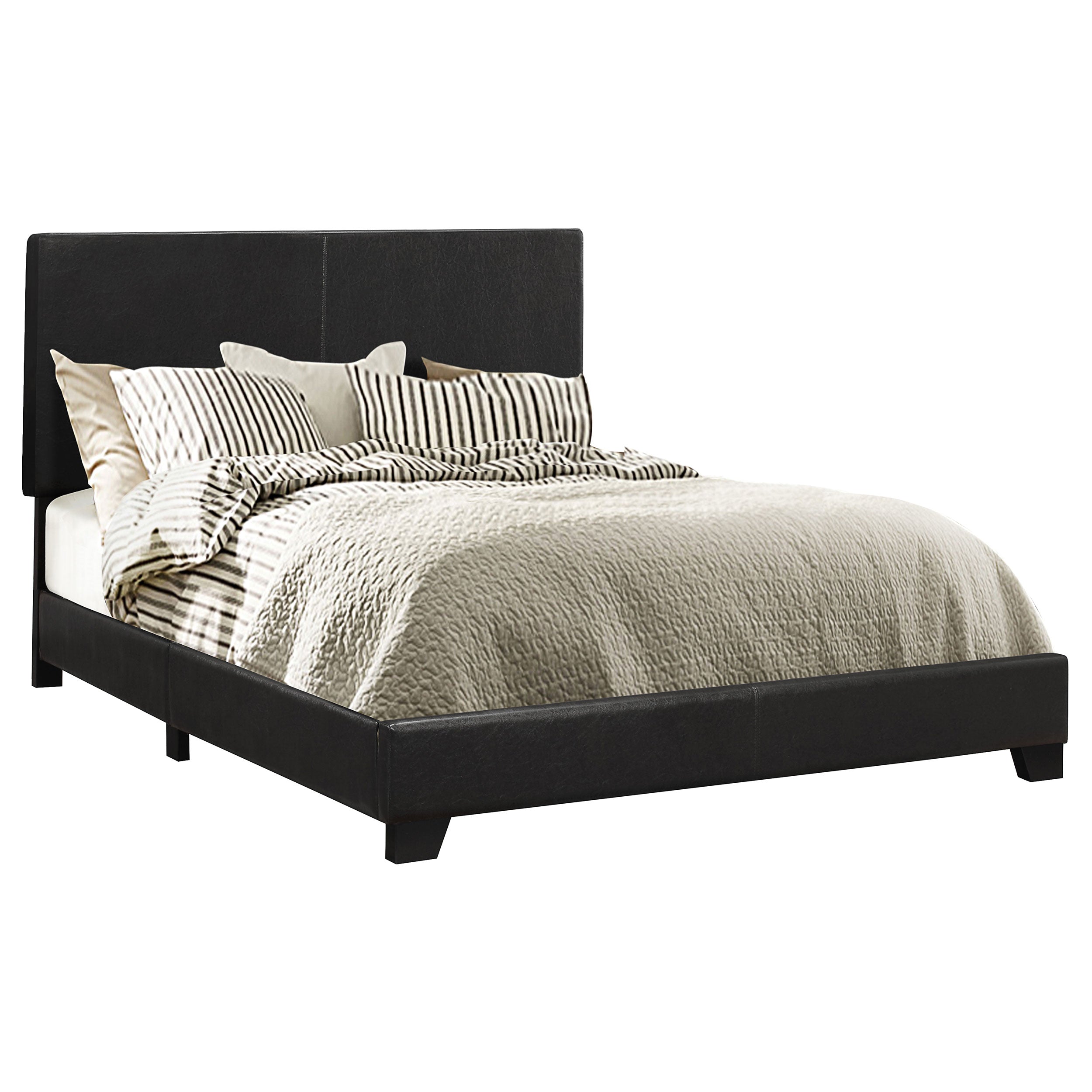 Dorian Faux Leather Upholstered Eastern King Panel Bed Black-CoasterEveryday