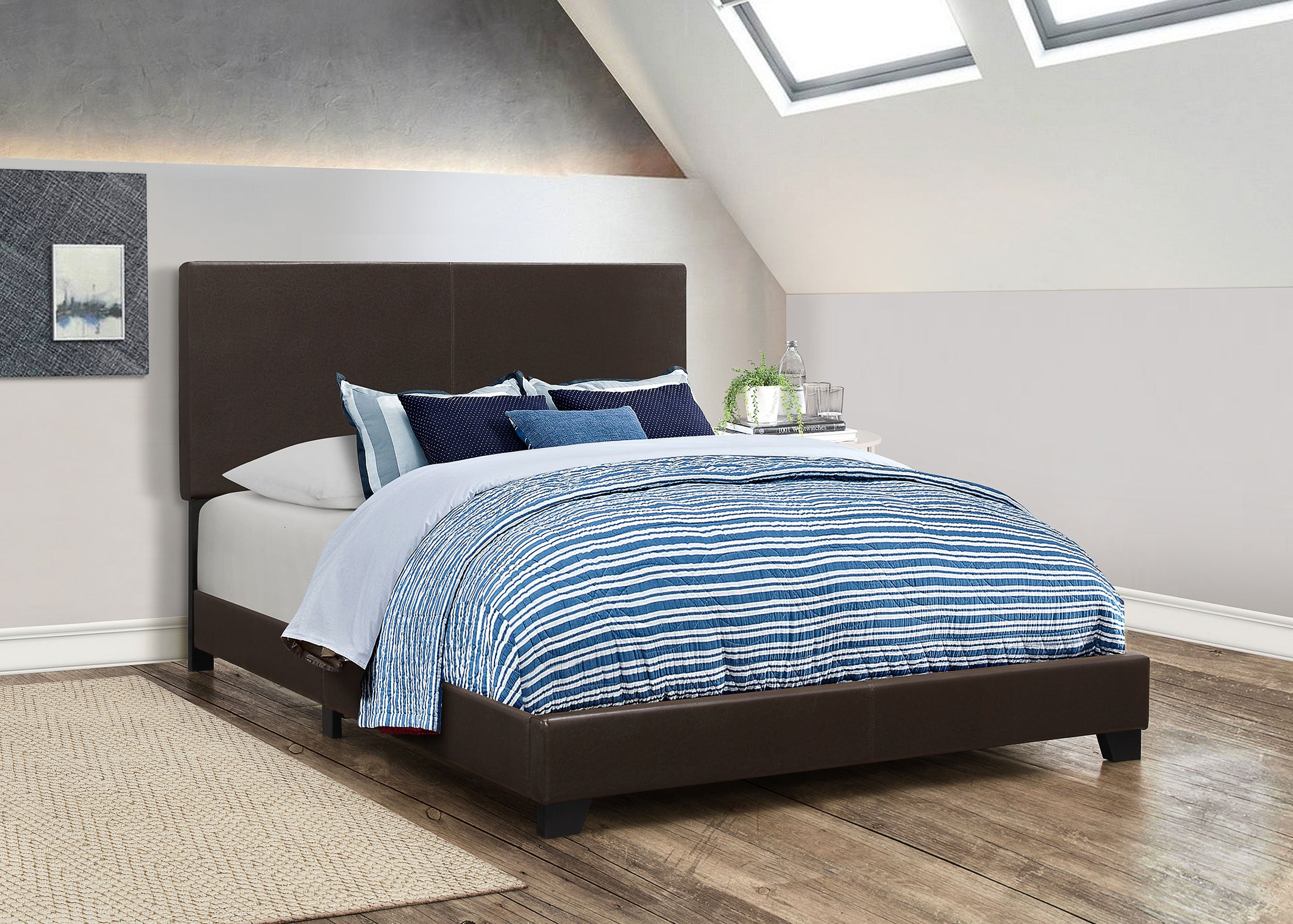 Dorian Faux Leather Upholstered Queen Panel Bed Brown-CoasterEveryday
