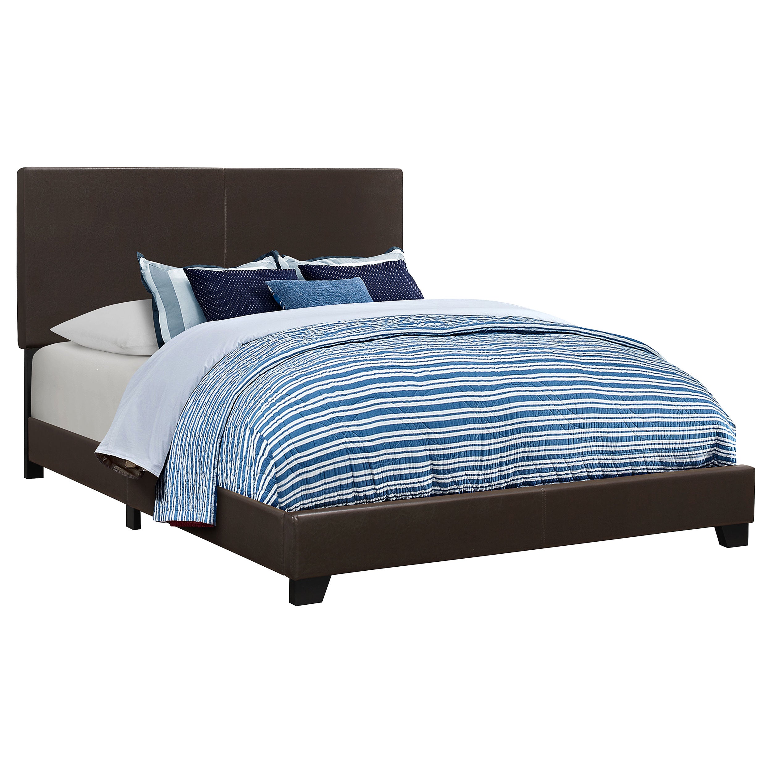 Dorian Faux Leather Upholstered Queen Panel Bed Brown-CoasterEveryday