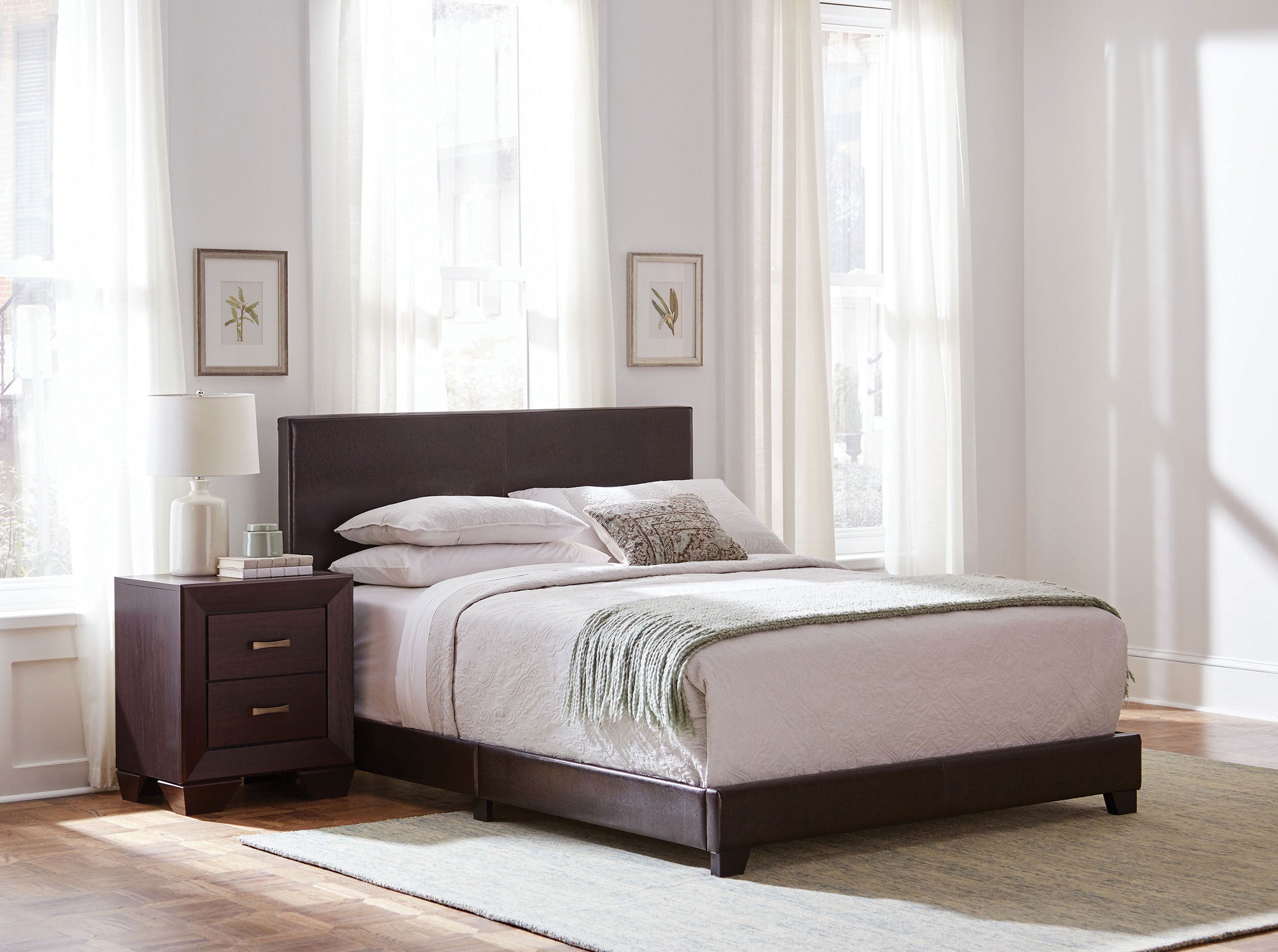 Dorian Faux Leather Upholstered Twin Panel Bed Brown-CoasterEveryday