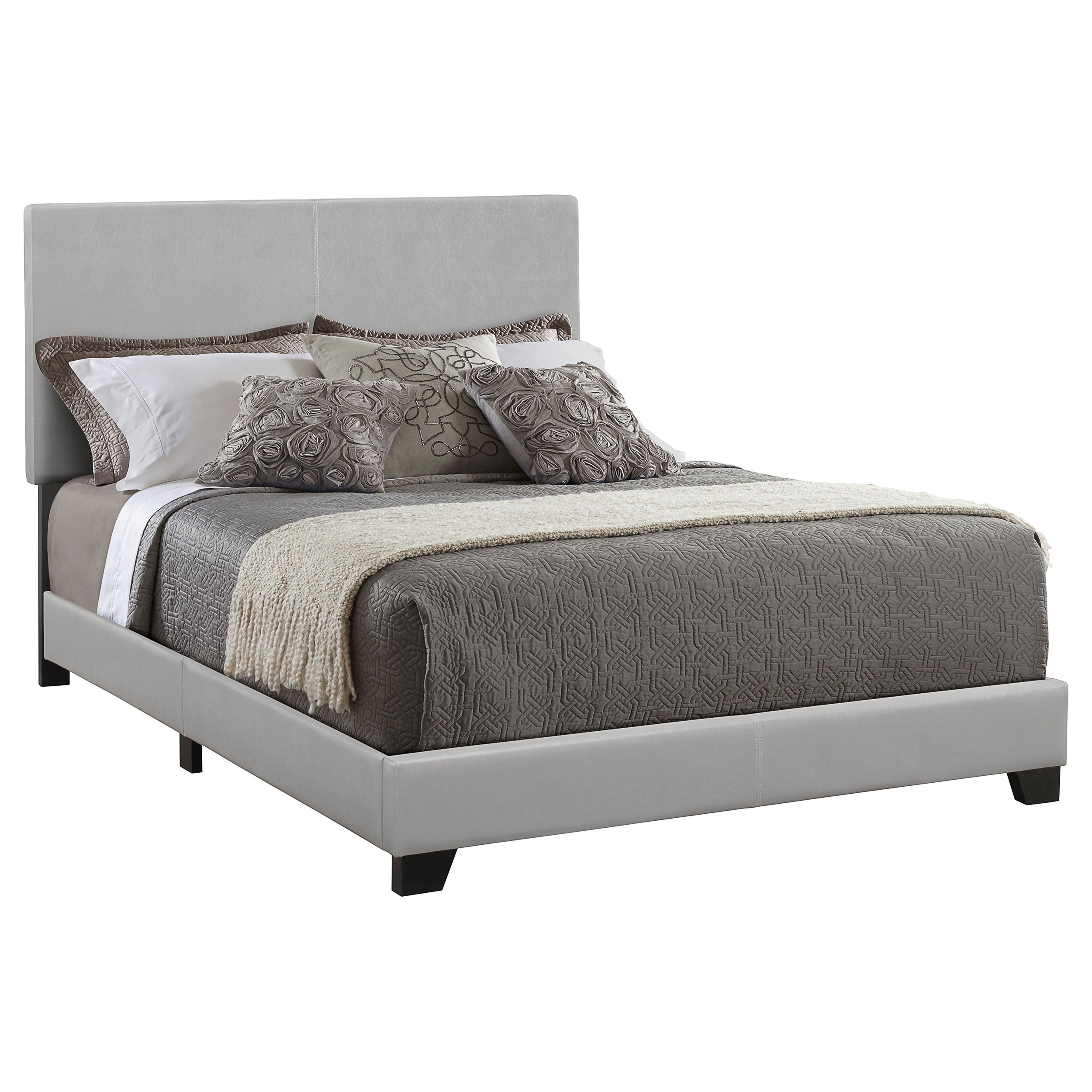 Dorian Faux Leather Upholstered Full Panel Bed Grey-CoasterEveryday