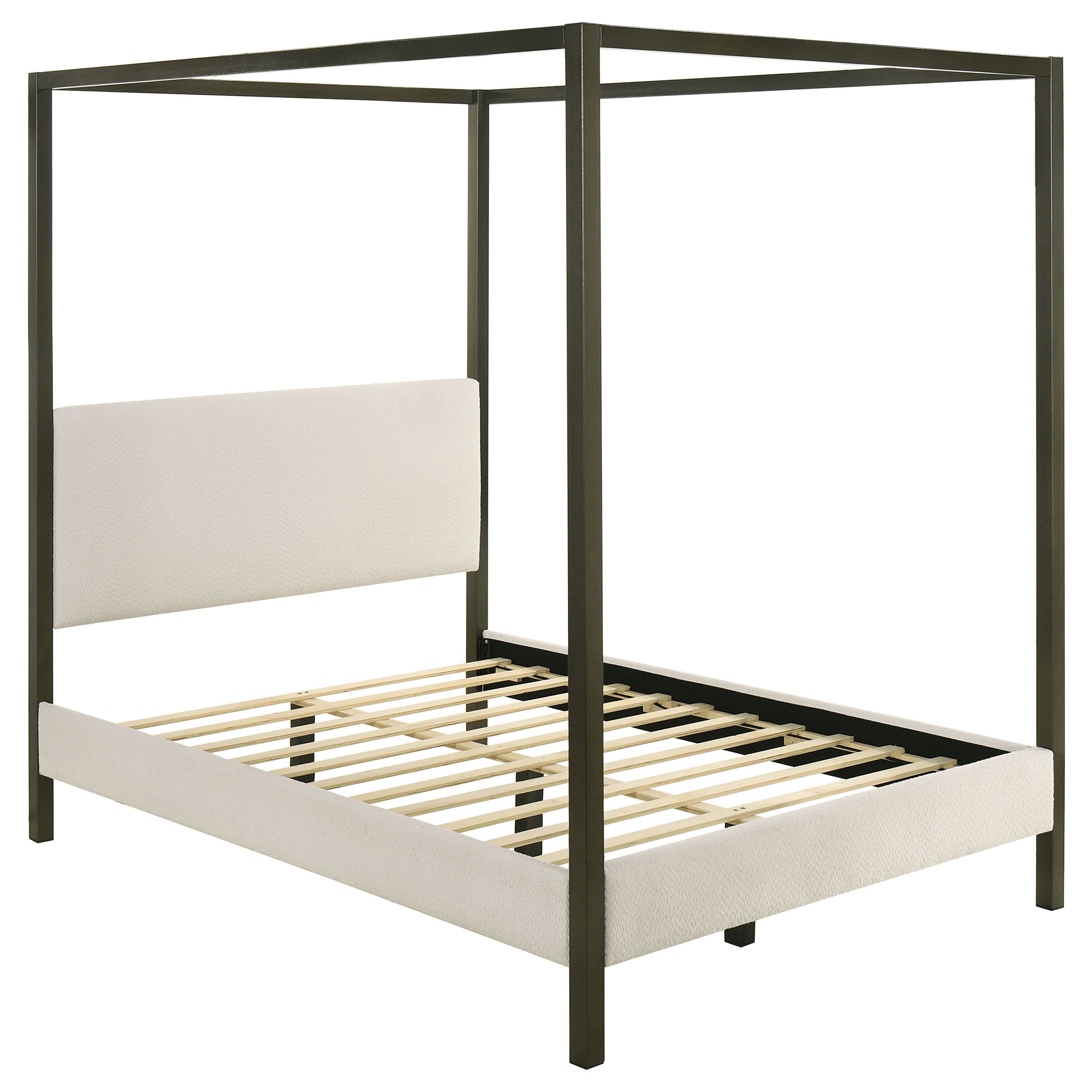 Monroe Upholstered Queen Canopy Bed Vanilla-