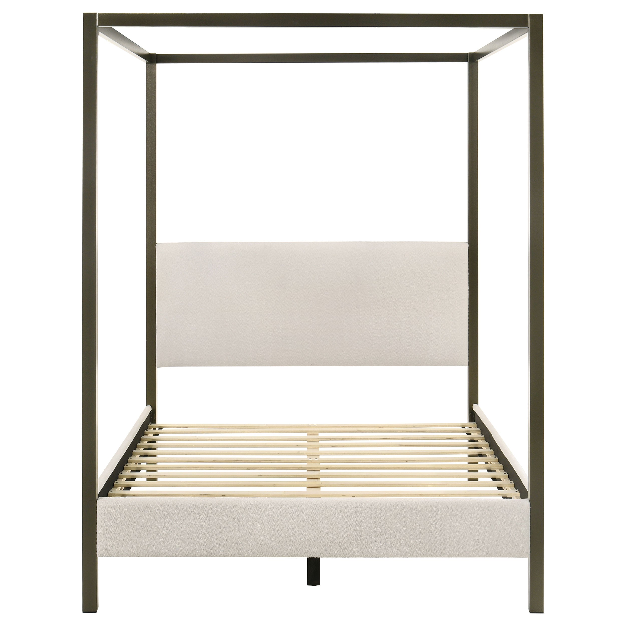 Monroe Upholstered Queen Canopy Bed Vanilla-
