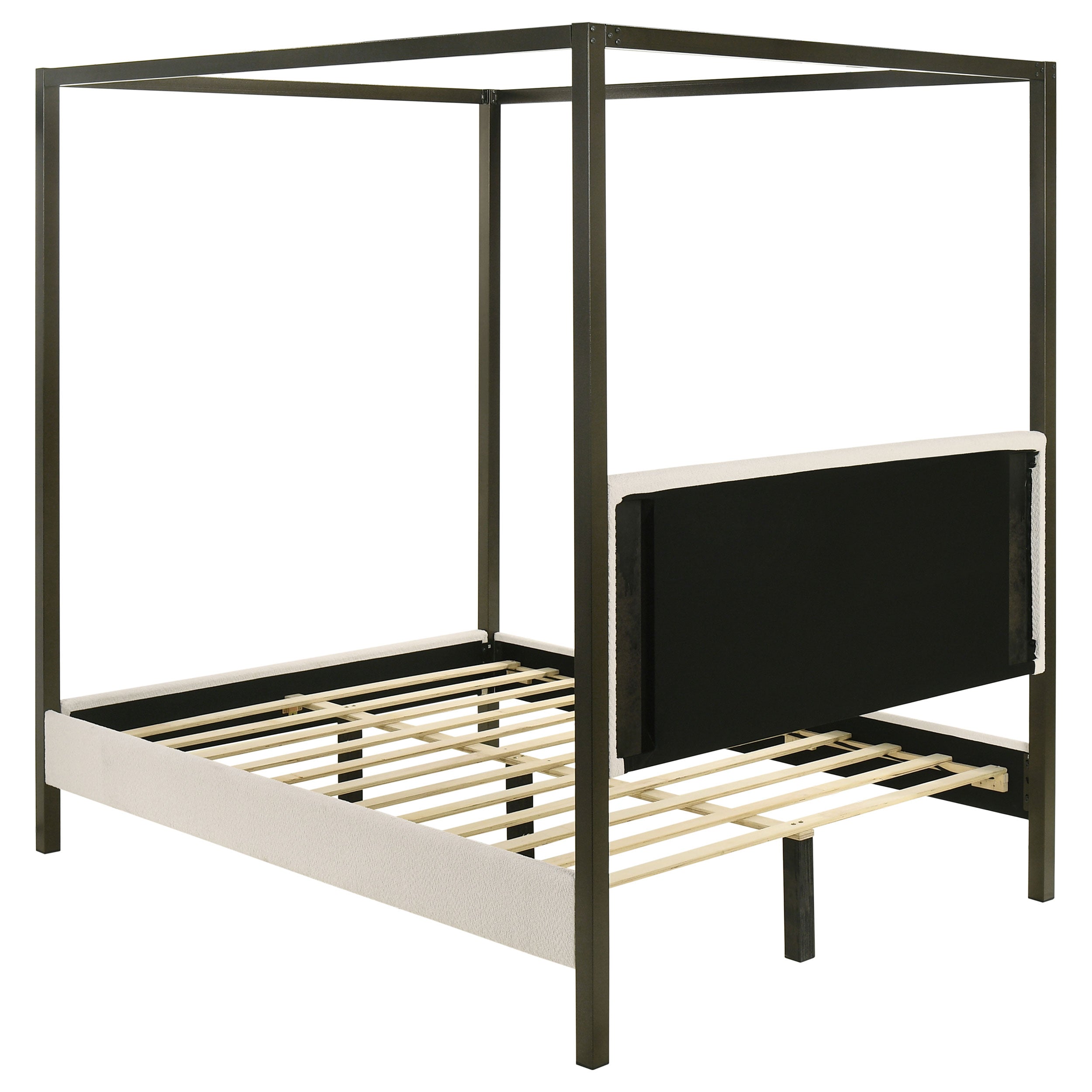 Monroe Upholstered Queen Canopy Bed Vanilla-
