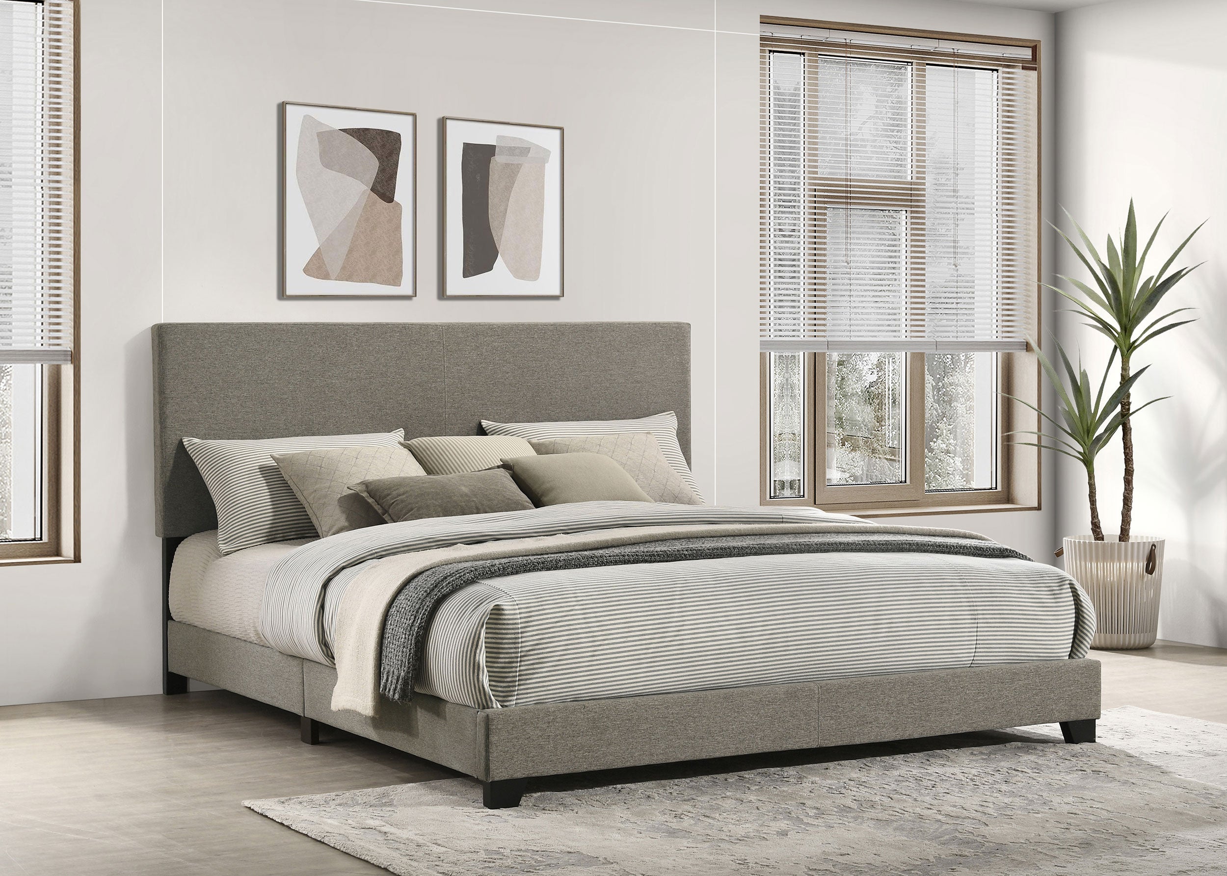 Dorian Fabric Upholstered California King Panel Bed Taupe-