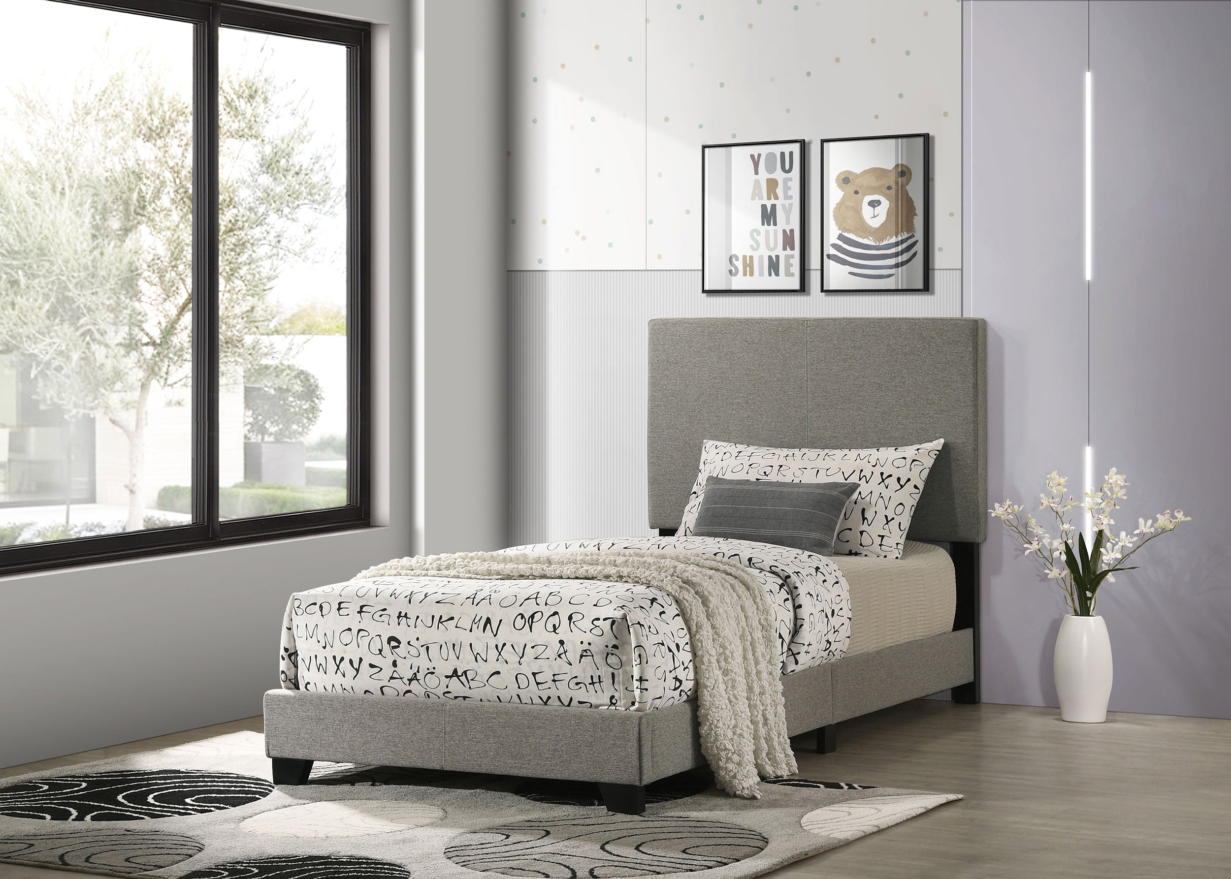 Dorian Fabric Upholstered Twin Panel Bed Taupe-