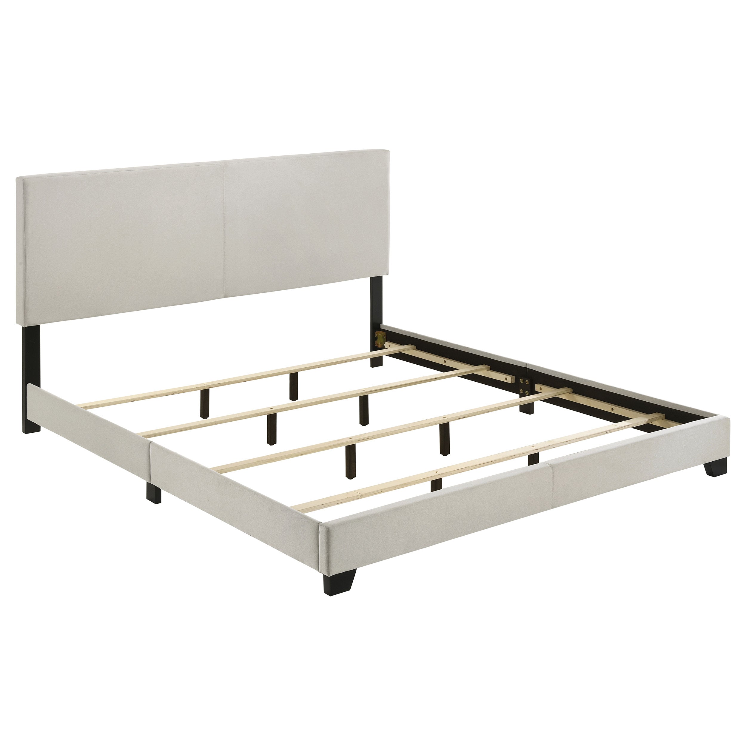 Dorian Fabric Upholstered Eastern King Panel Bed Cream-