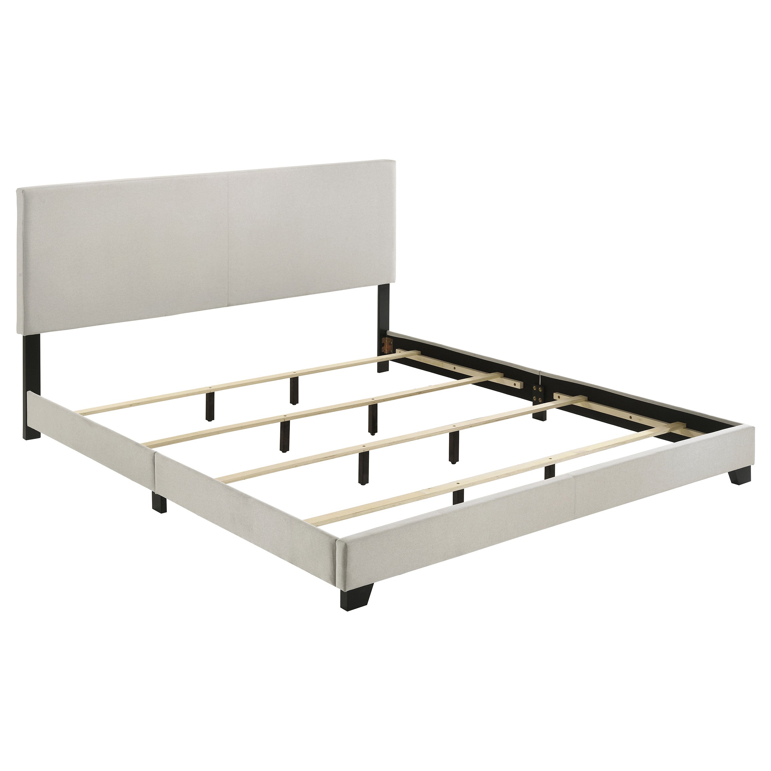 Dorian Fabric Upholstered California King Panel Bed Cream-