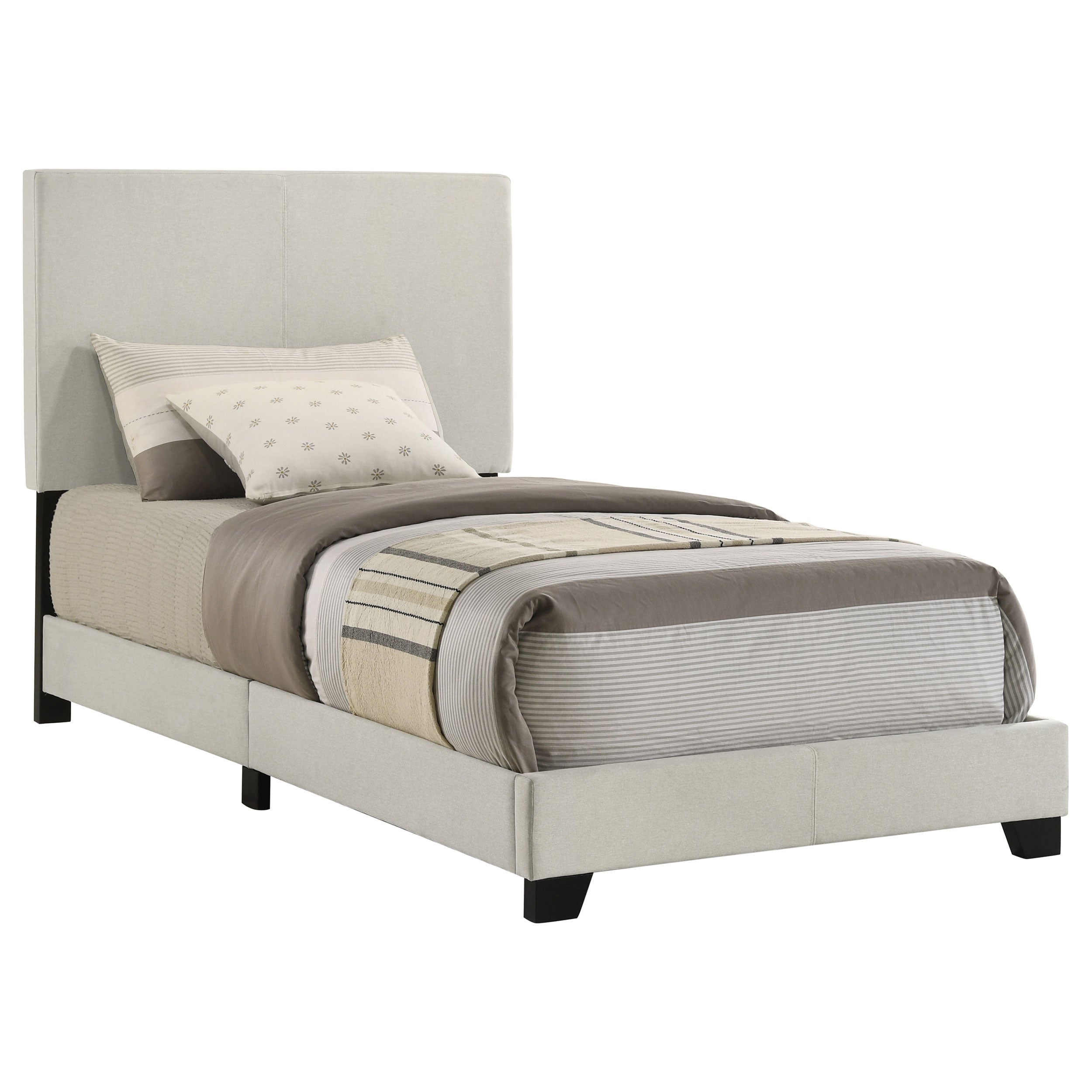 Dorian Fabric Upholstered Twin Panel Bed Cream-