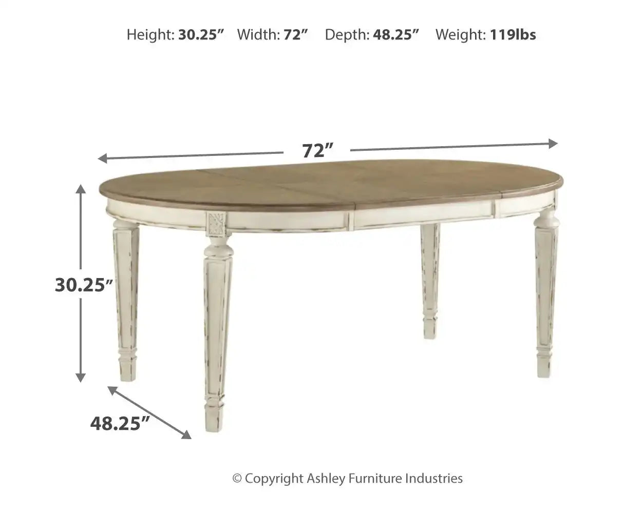 Realyn - Oval Dining Room Extension Table - Chipped White - Best Buy Furniture