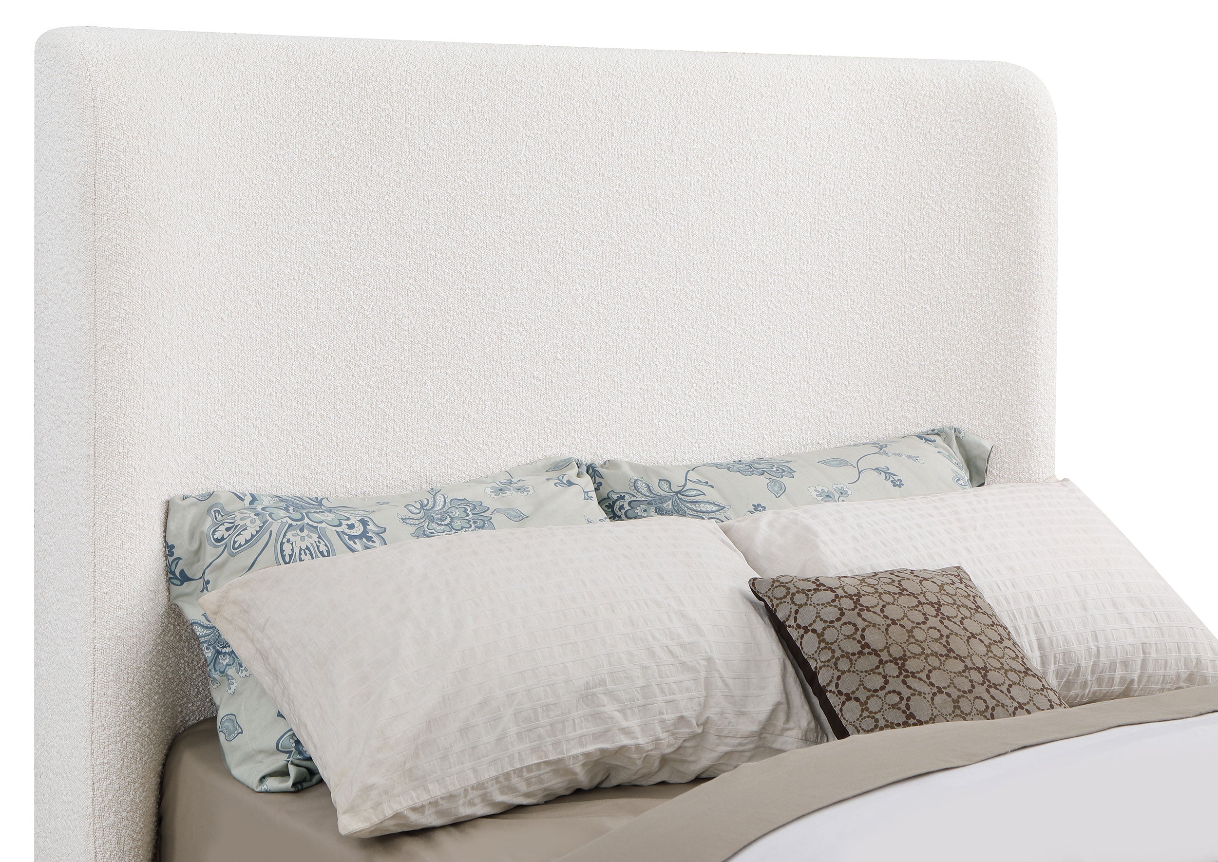 Nala Upholstered Eastern King Sleigh Bed Cream-