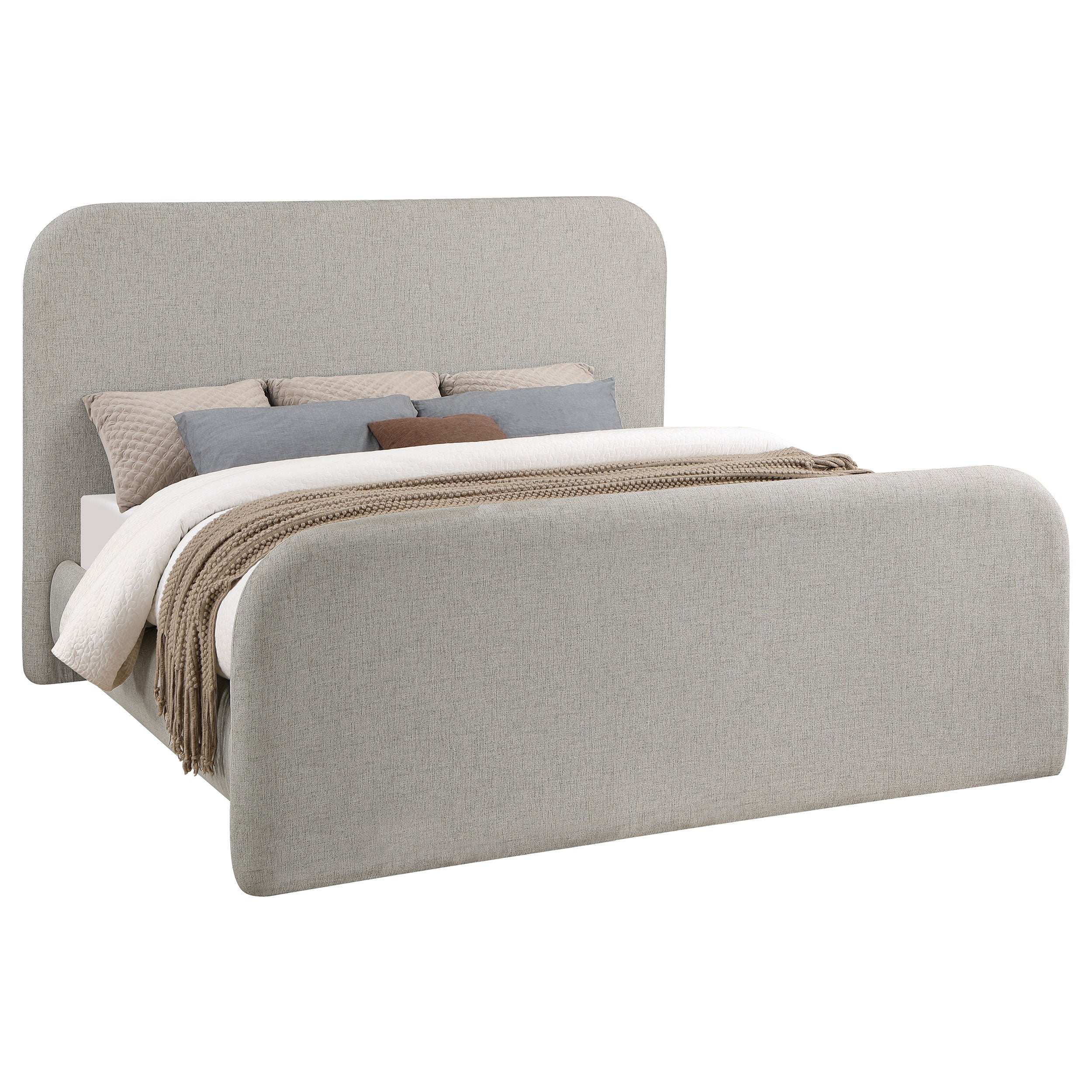 Wren Upholstered Eastern King Panel Bed Grey-