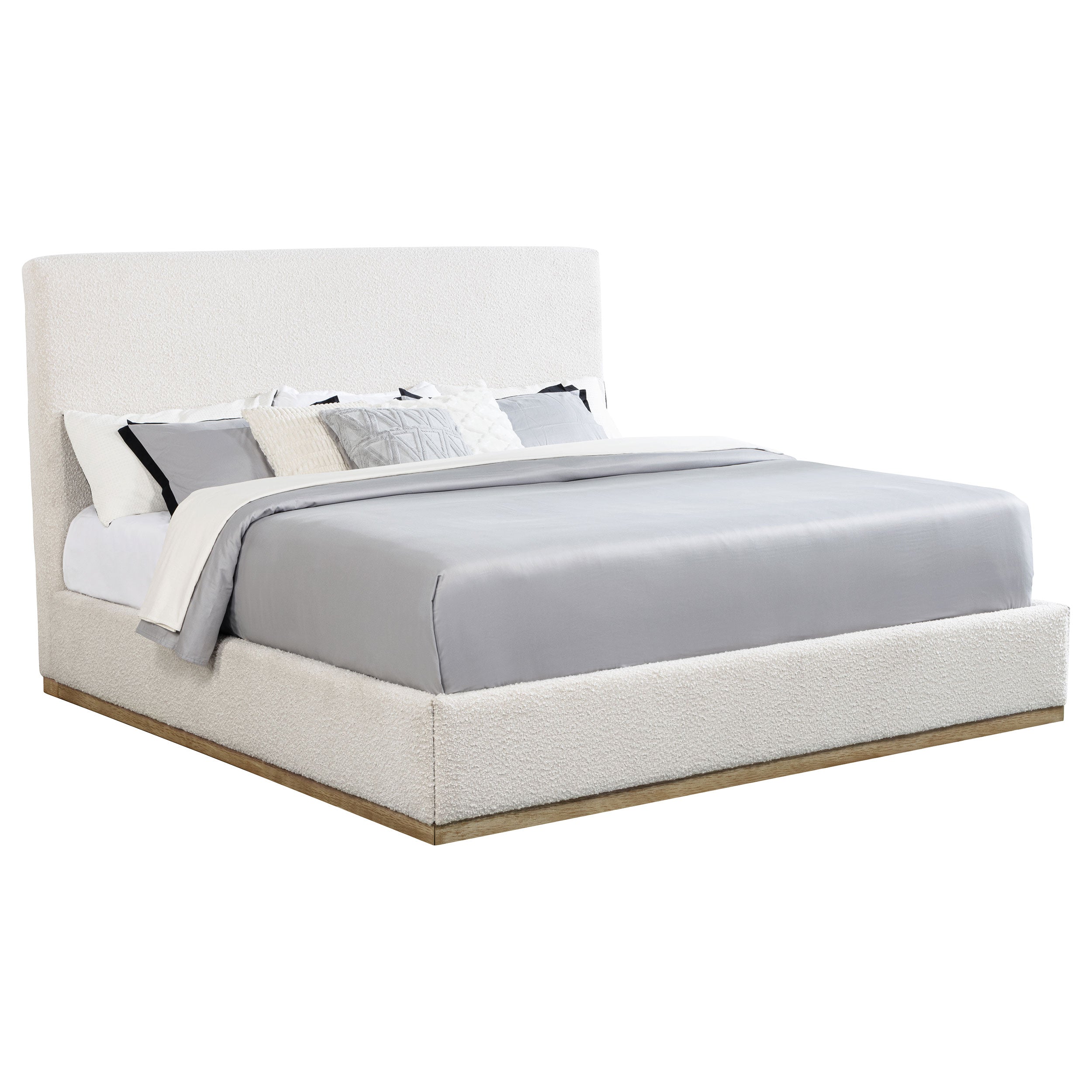 Knox Upholstered EASTERN KING Panel Bed Cream-