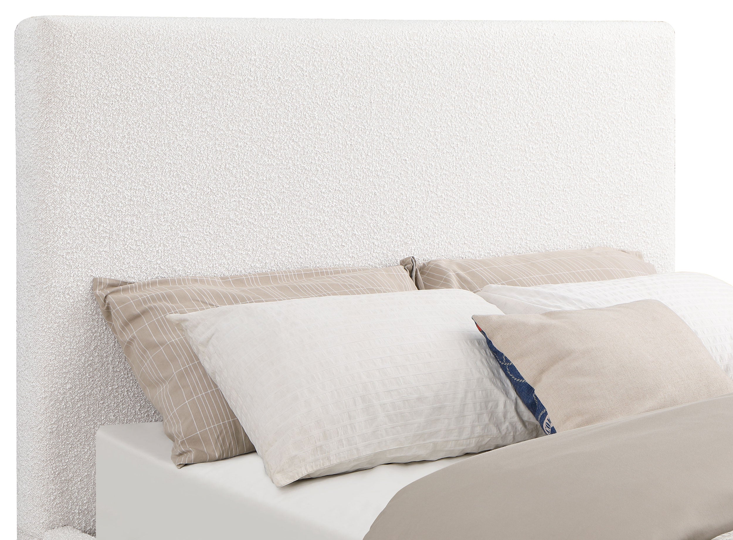 Knox Upholstered EASTERN KING Panel Bed Cream-