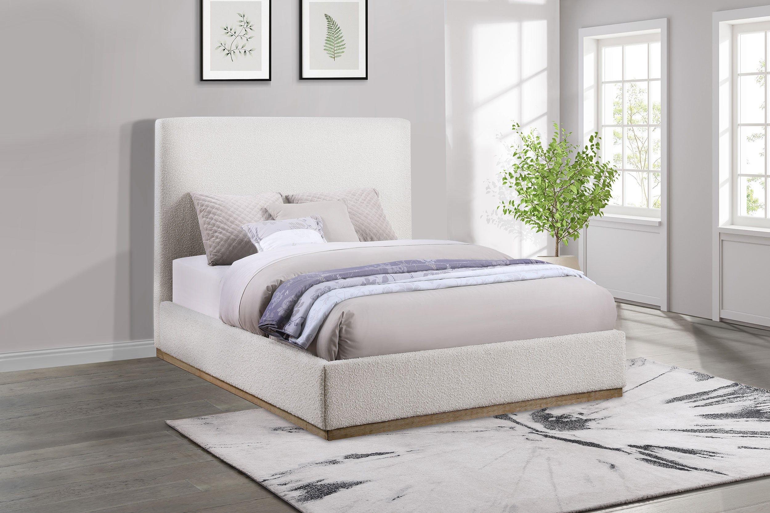 Knox Upholstered Queen Panel Bed Cream-