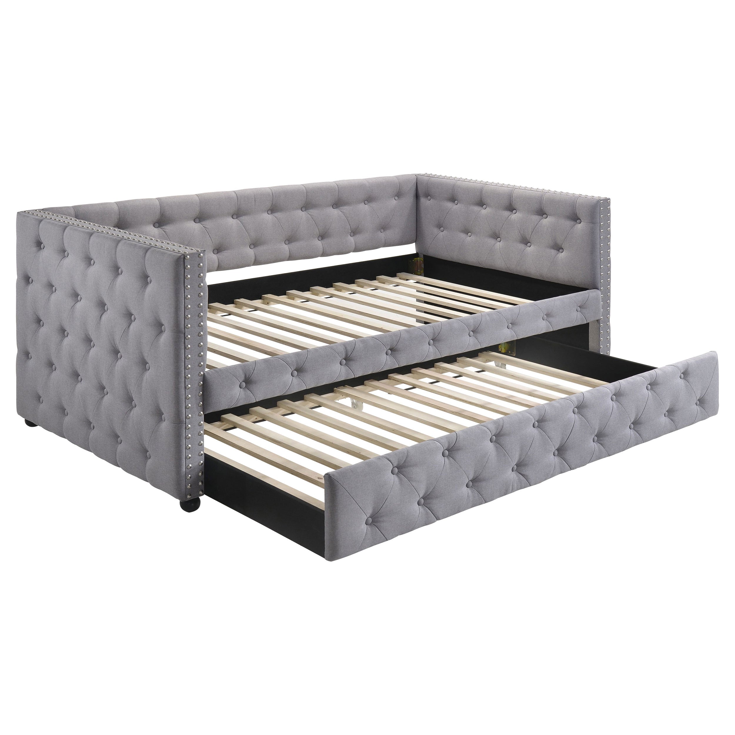 Mockern Upholstered Twin Daybed with Trundle Grey-CoasterEssence