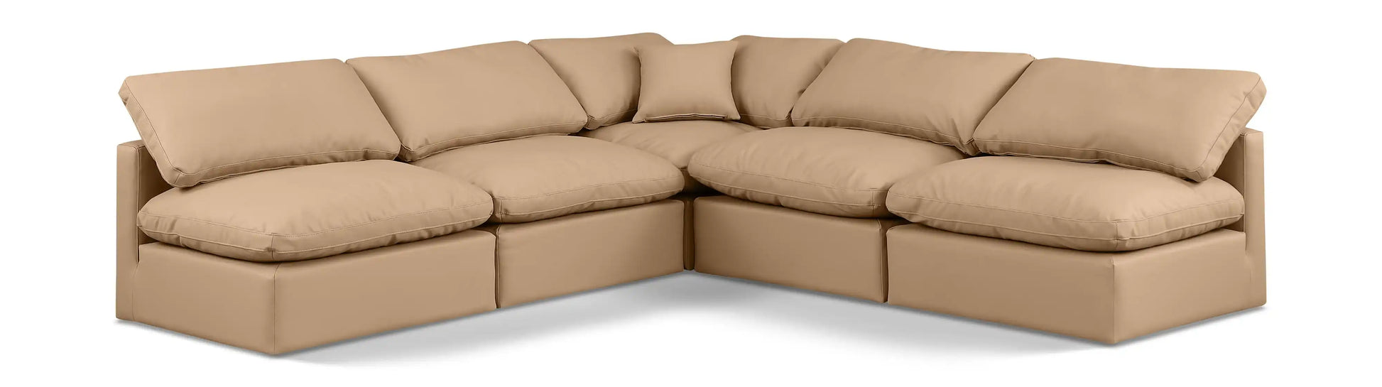 Indulge - Faux Leather 5 Piece Modular Corner Armless Sectional - Tan - Best Buy Furniture