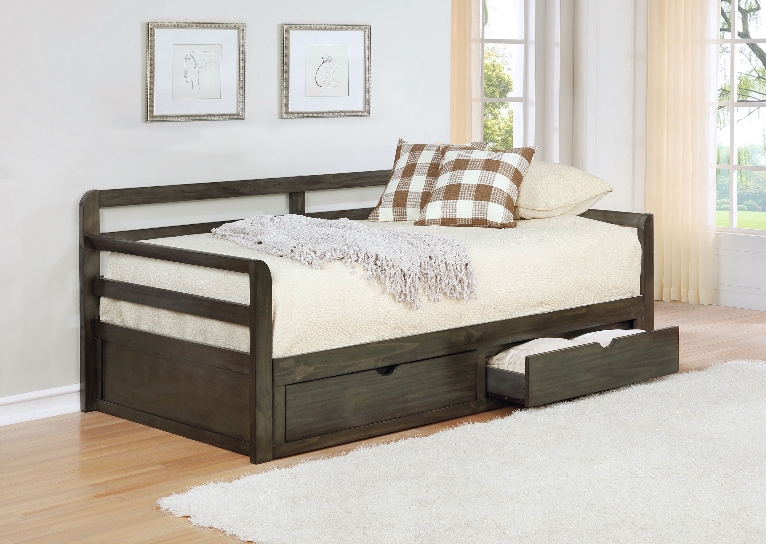 Sorrento 2-drawer Twin XL Daybed with Extension Trundle Grey-CoasterEssence