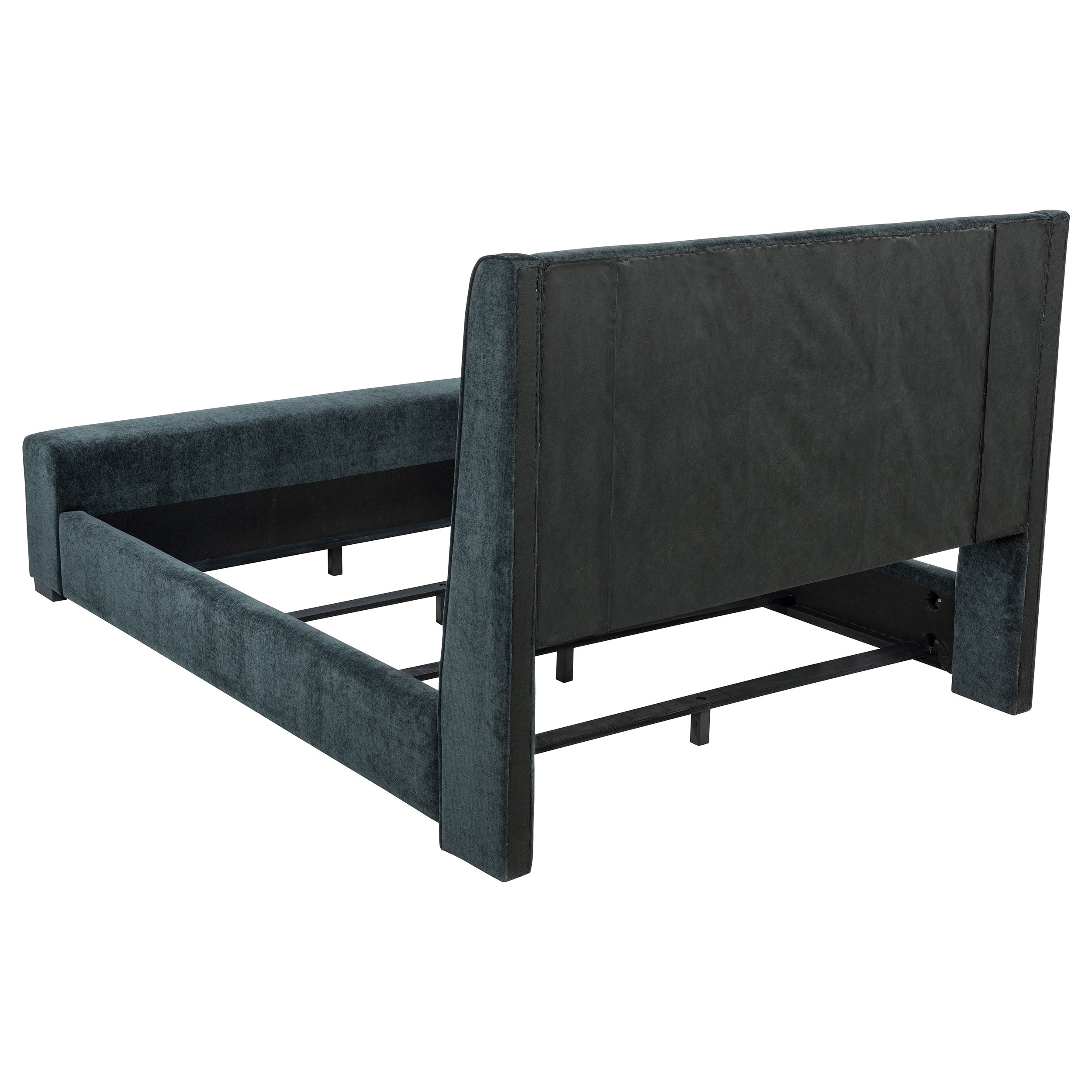 Preston Upholstered Eastern King Audio Flame Visualizer Bed Dark Blue-