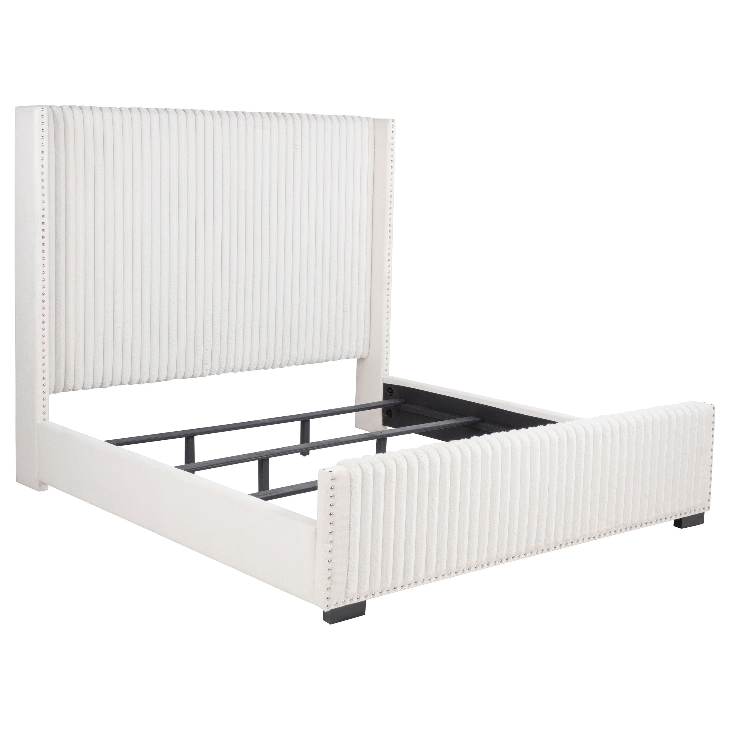 Natasha 65-inch Upholstered Eastern King Wingback Bed Cream-