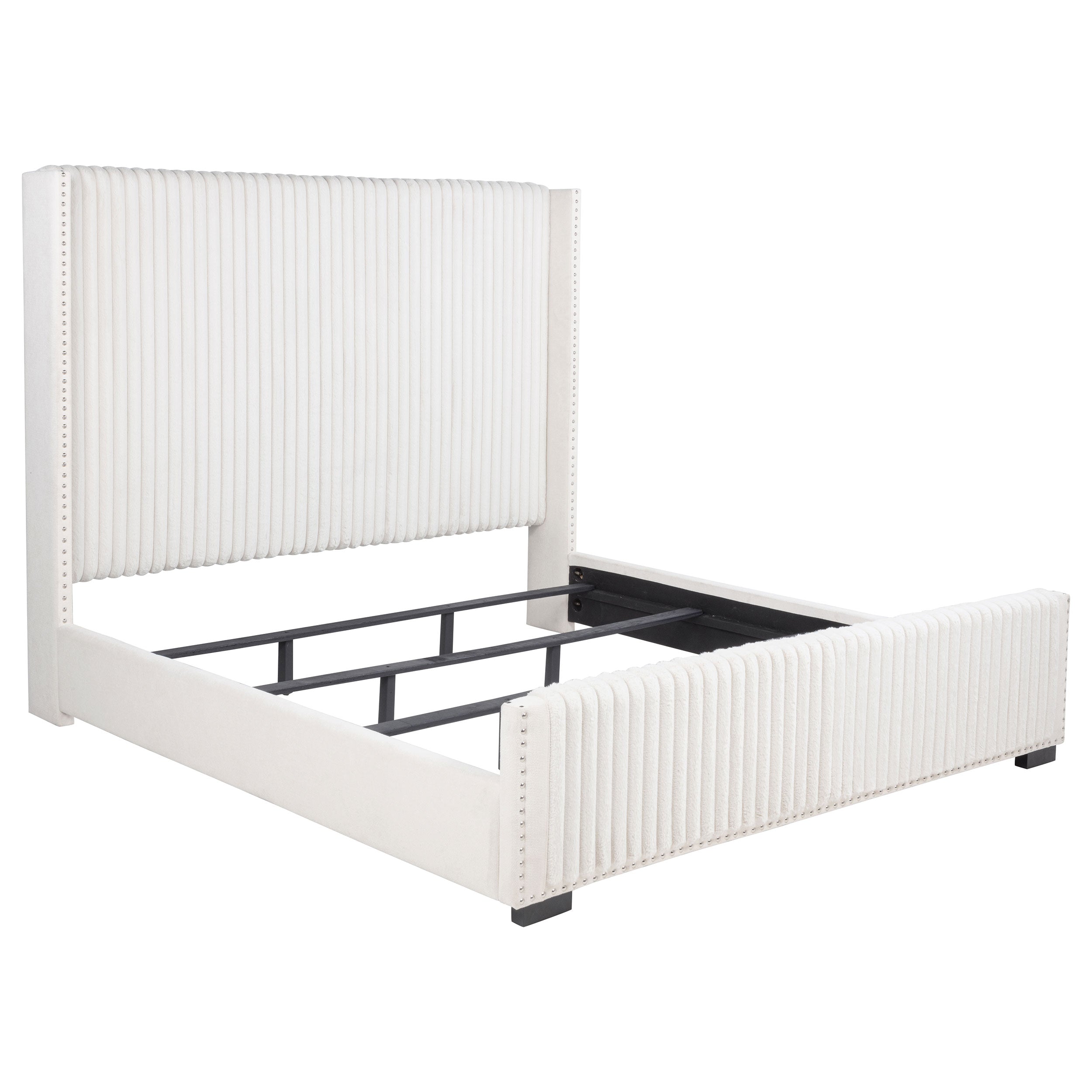 Natasha 65-inch Upholstered California King Bed Cream-