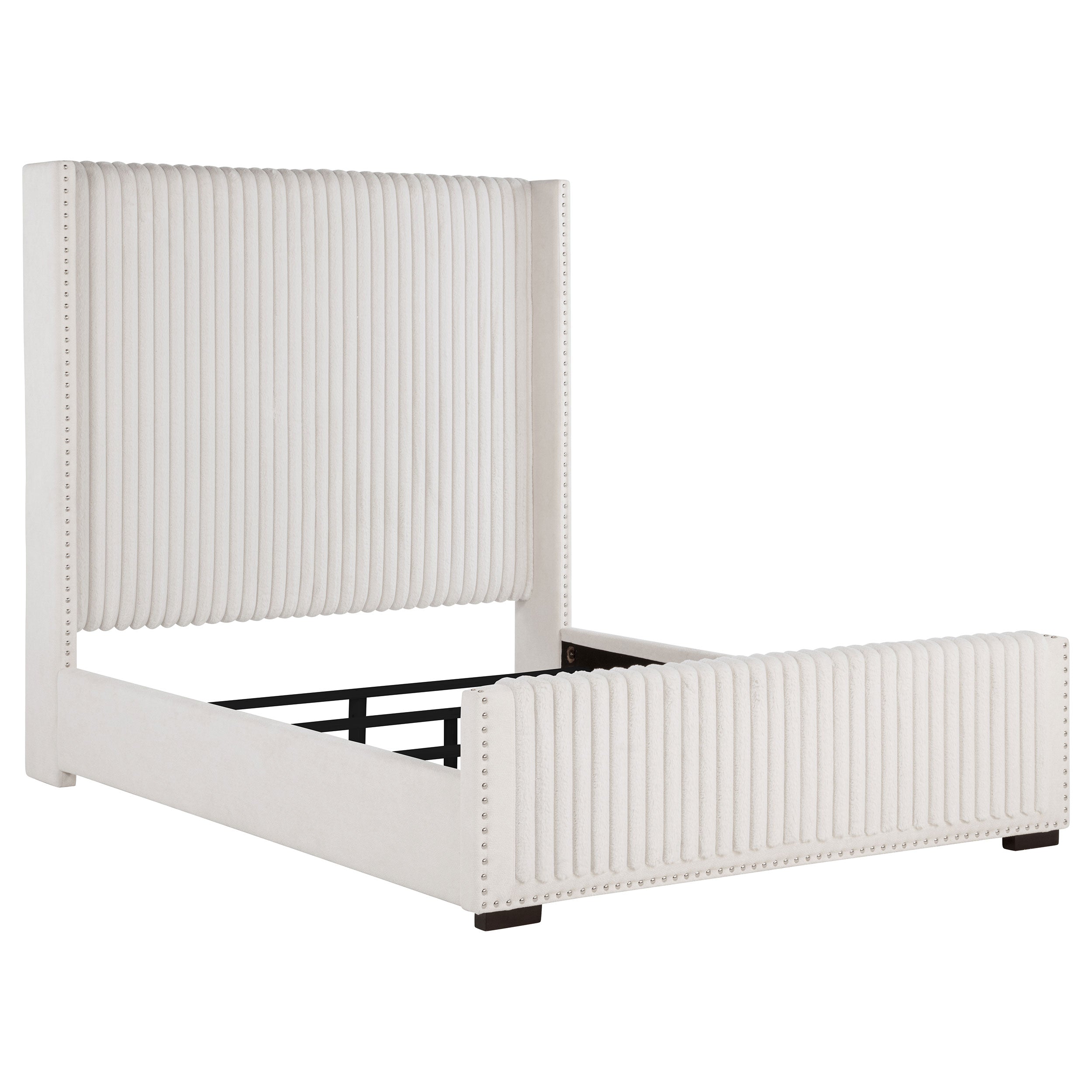 Natasha 65-inch Upholstered Queen Wingback Bed Cream-