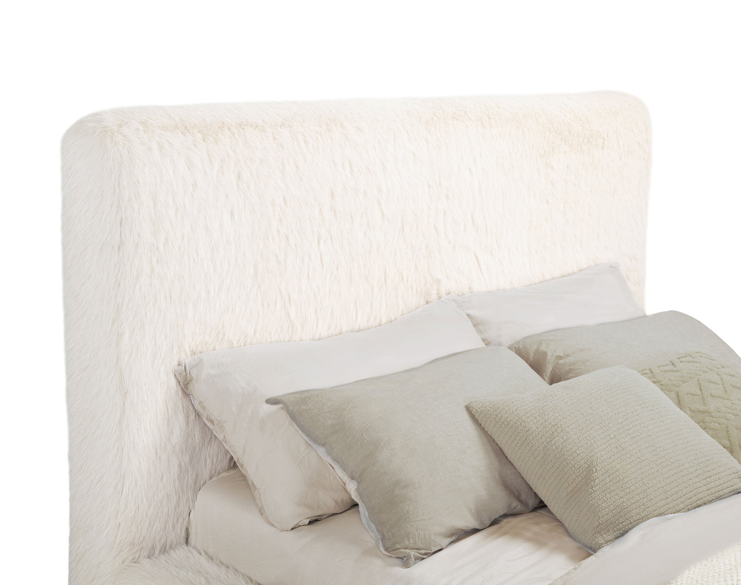 Rebecca Faux Fur Upholstered Eastern King Bed Cream-