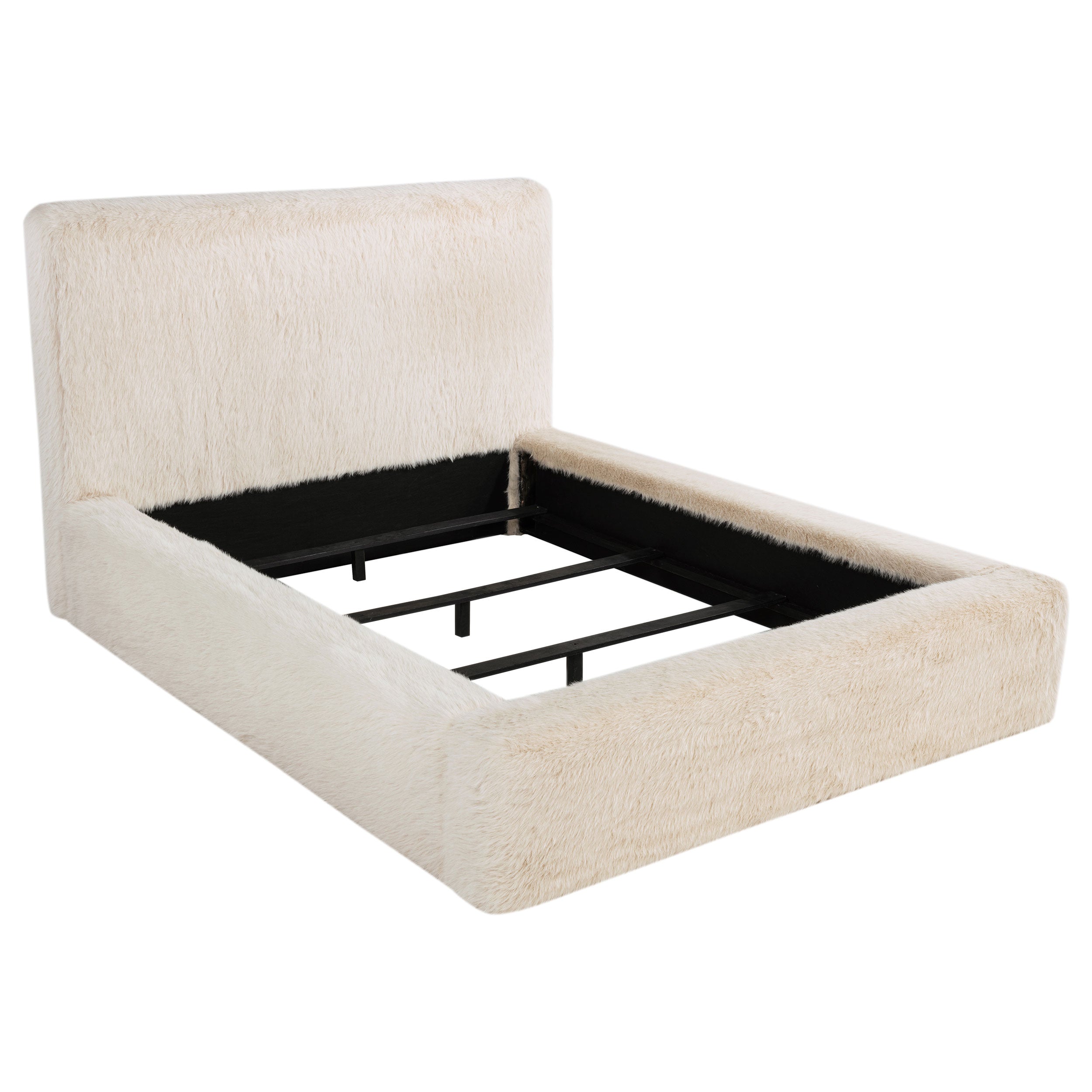 Rebecca Faux Fur Upholstered California King Bed Cream-