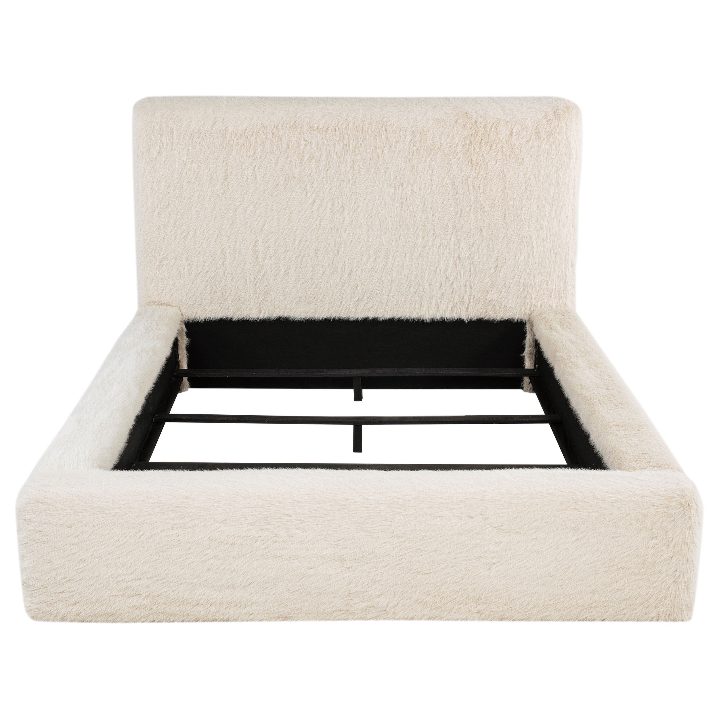 Rebecca Faux Fur Upholstered California King Bed Cream-