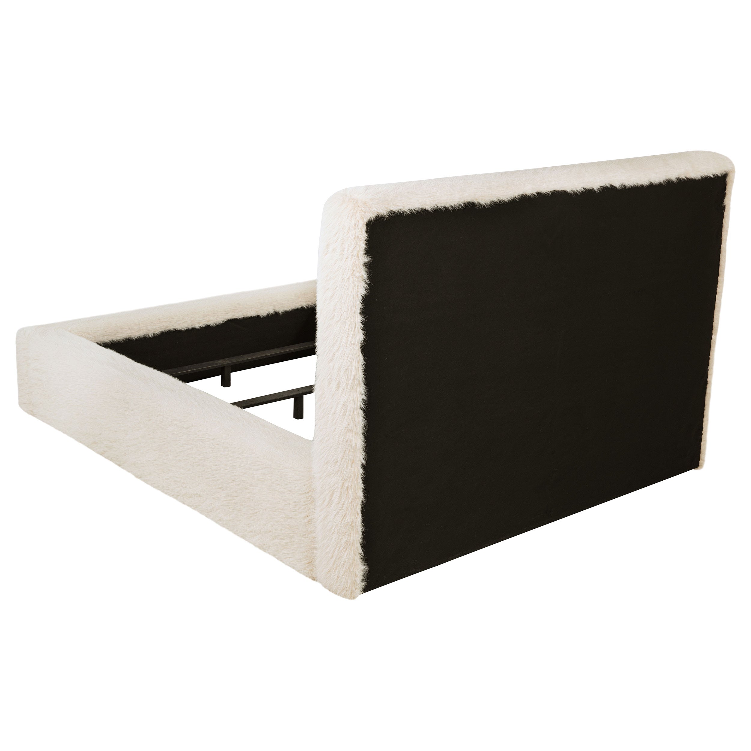 Rebecca Faux Fur Upholstered California King Bed Cream-