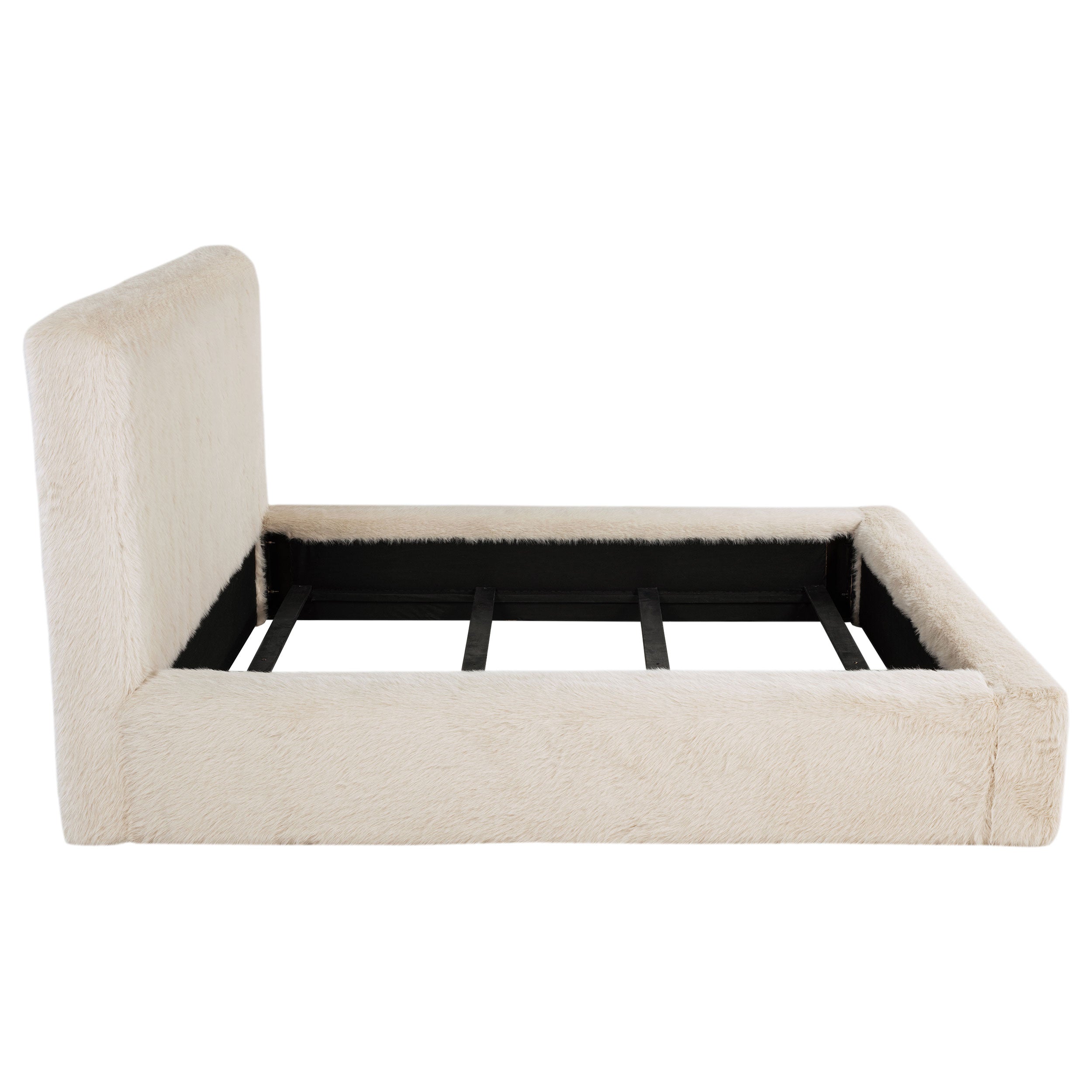 Rebecca Faux Fur Upholstered California King Bed Cream-