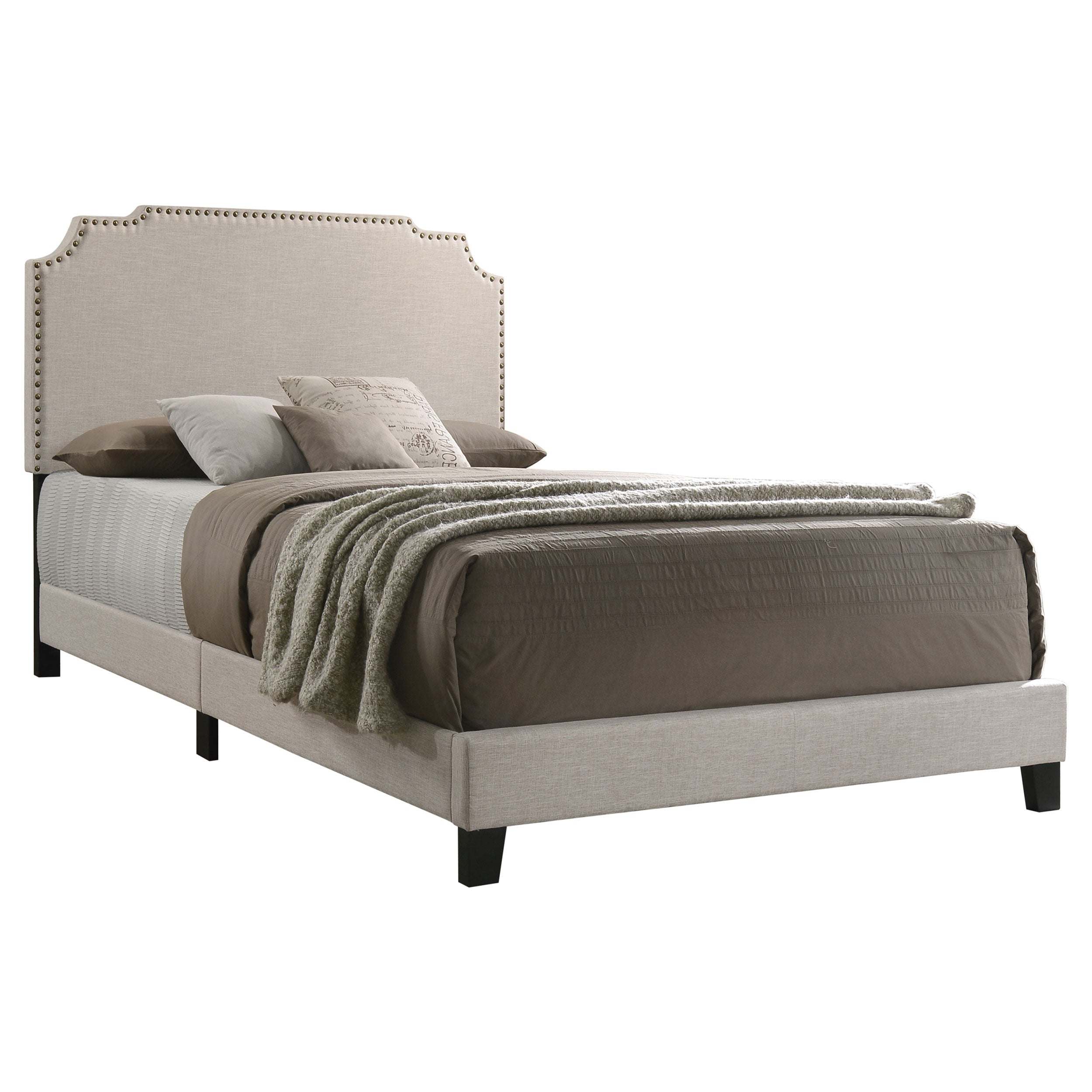 Tamarac Upholstered Queen Panel Bed Beige-CoasterEveryday
