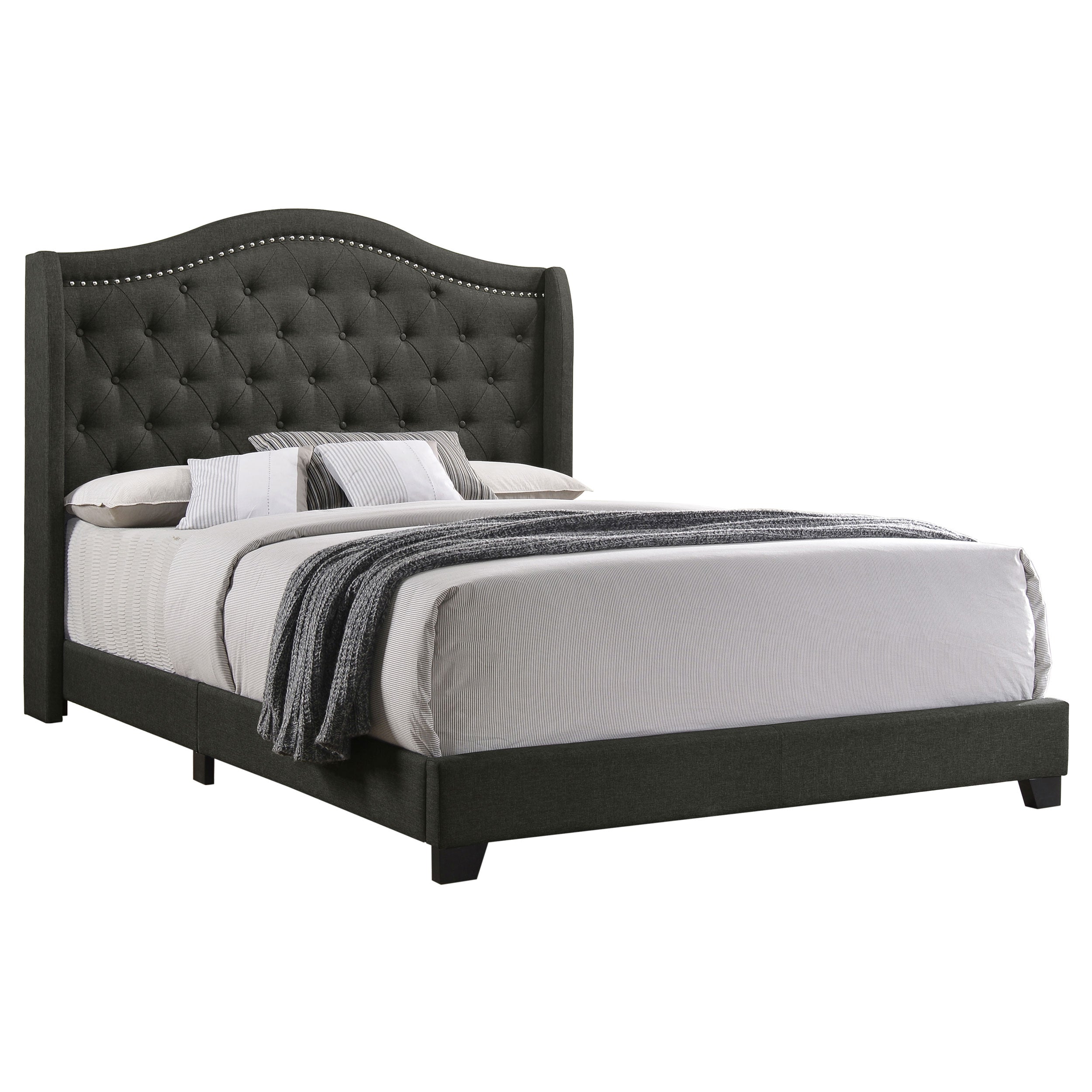 Sonoma Upholstered Full Wingback Bed Grey-CoasterEssence