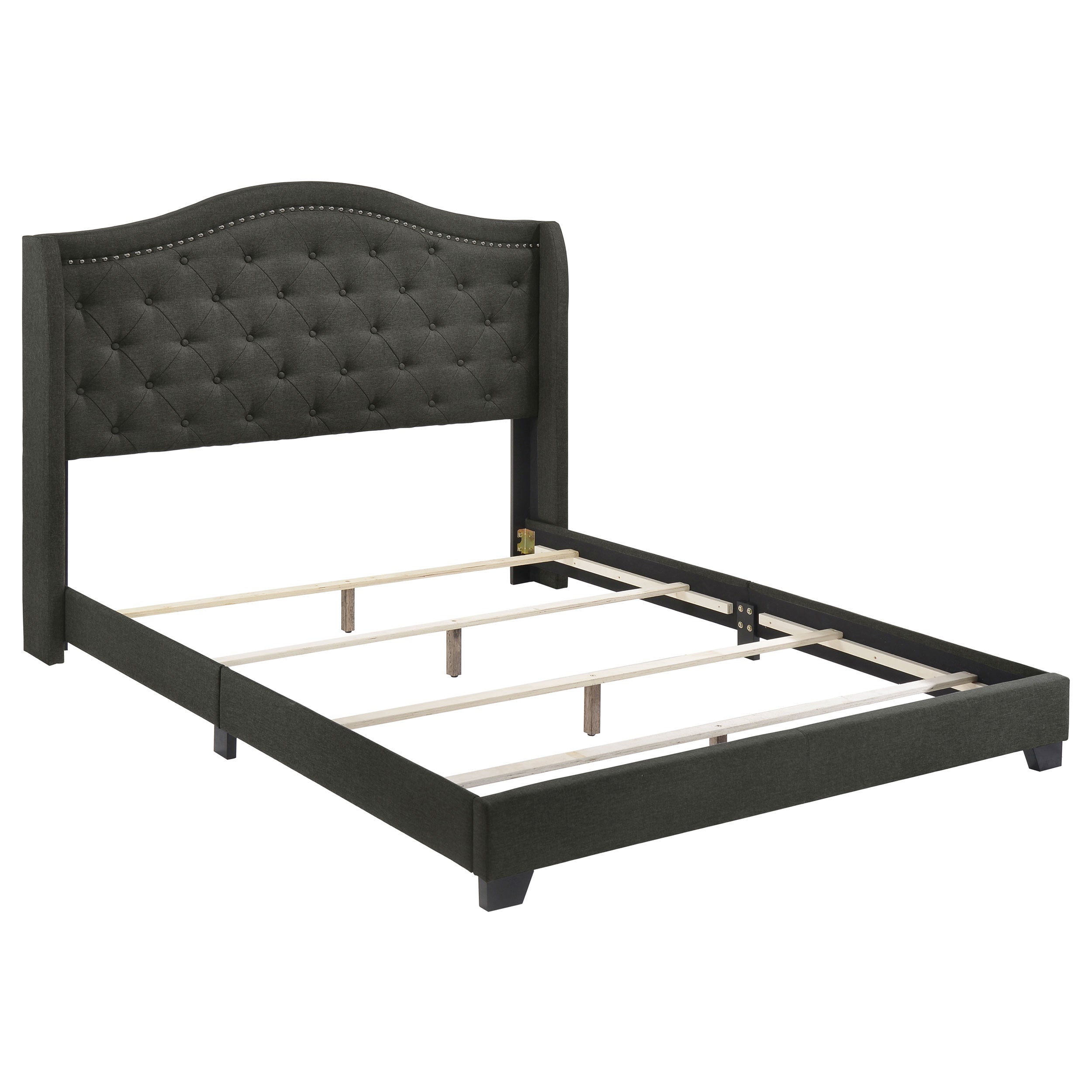 Sonoma Upholstered Eastern King Wingback Bed Grey-CoasterEssence