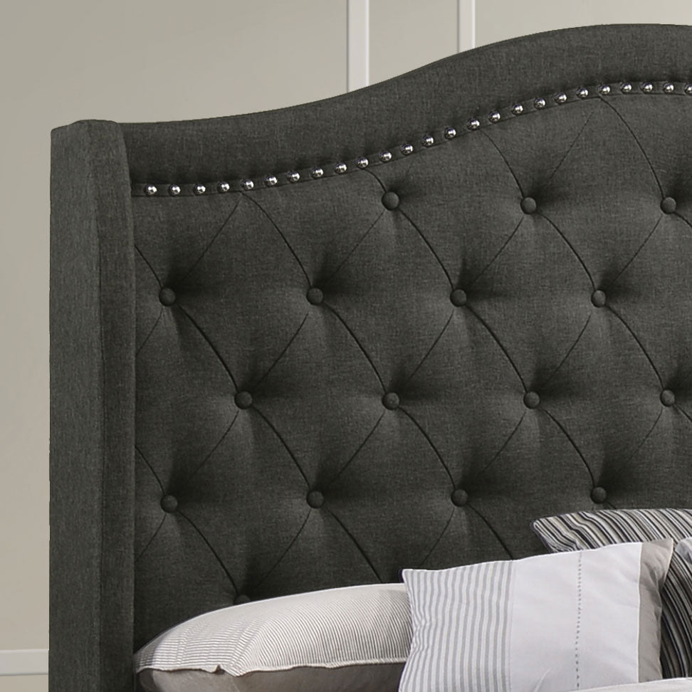 Sonoma Upholstered Queen Wingback Bed Grey-CoasterEssence