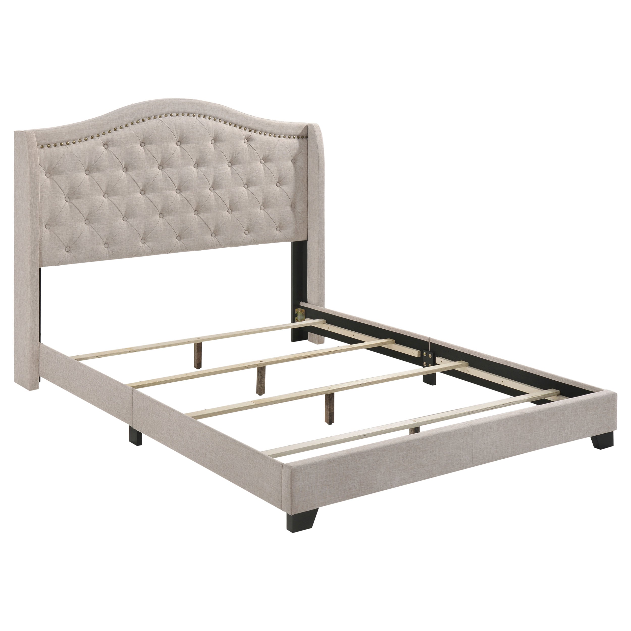 Sonoma Upholstered Eastern King Wingback Bed Beige-CoasterEssence