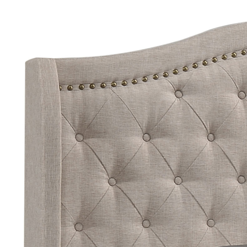 Sonoma Upholstered Eastern King Wingback Bed Beige-CoasterEssence