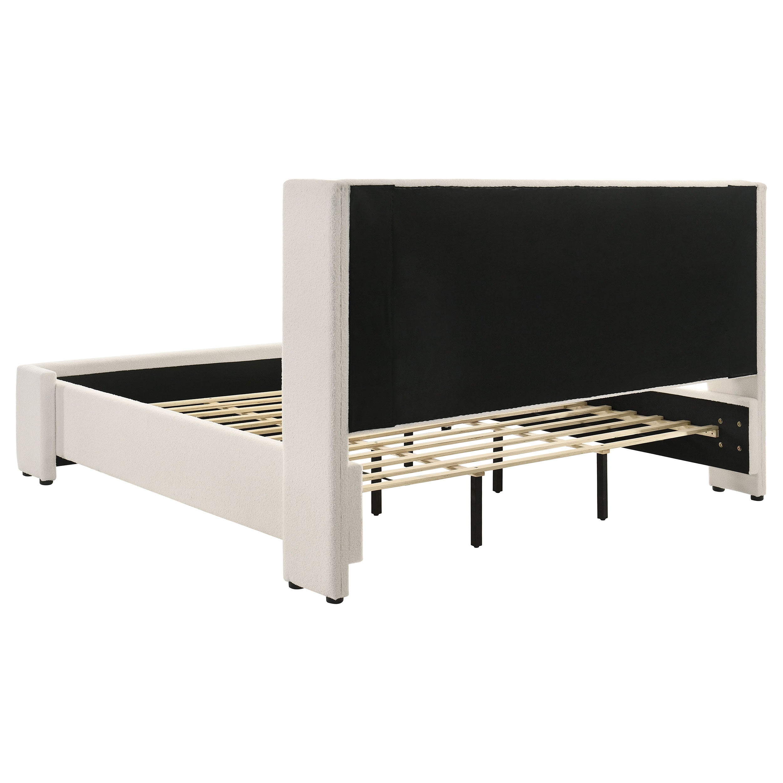 Alamosa Boucle Upholstered Eastern King Platform Bed White -