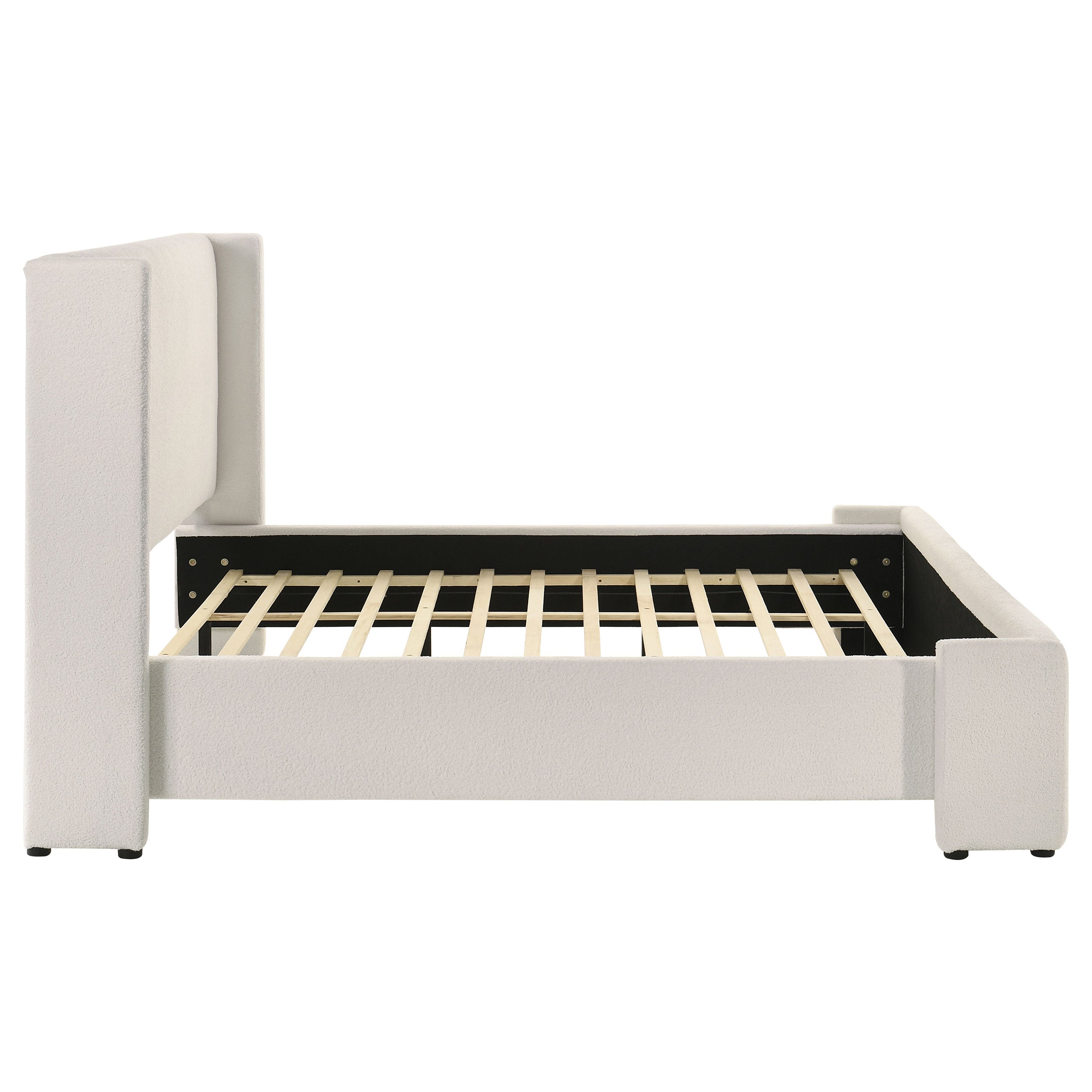 Alamosa Boucle Upholstered Eastern King Platform Bed White -